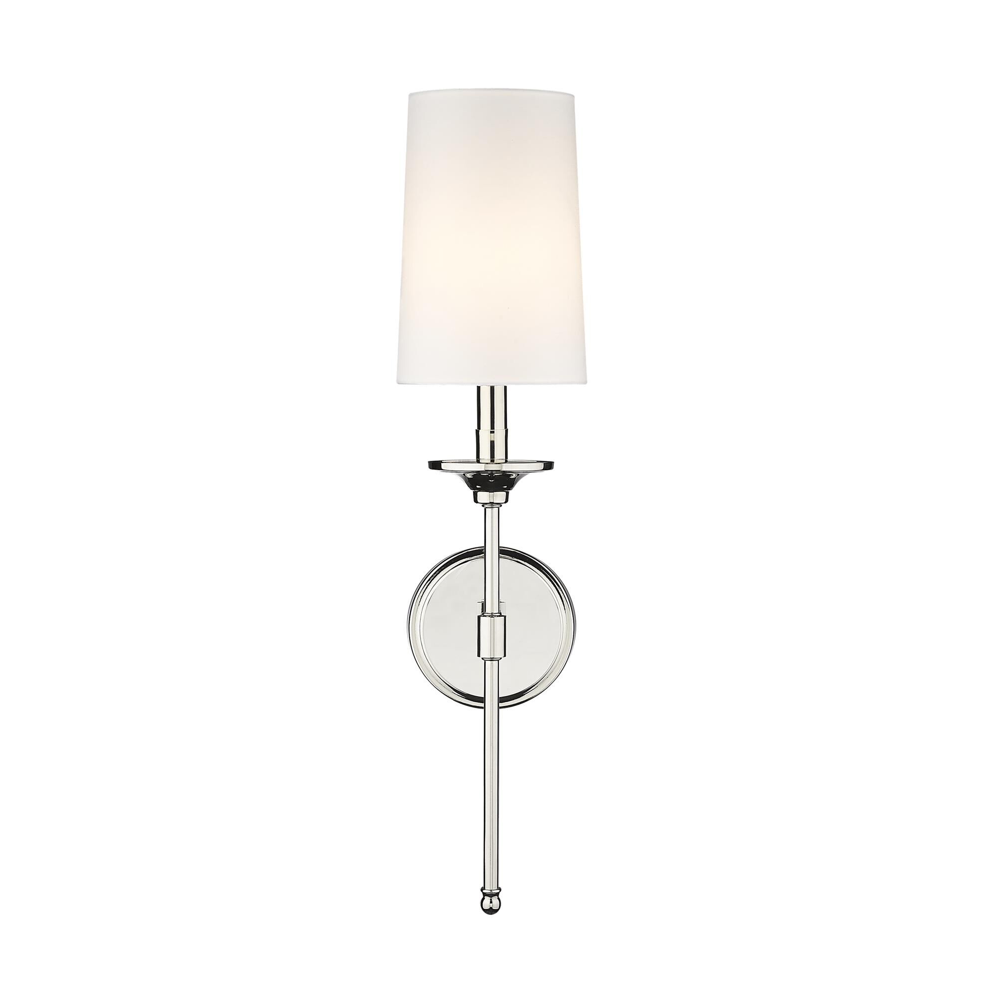 Shown in Polished Nickel finish and Cloth Cover glass and Cloth Cover shade