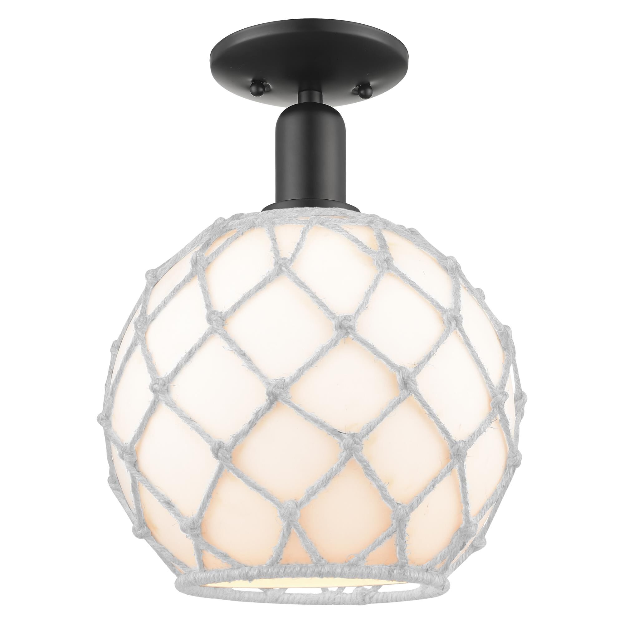 Shown in Matte Black finish and White with White Rope glass