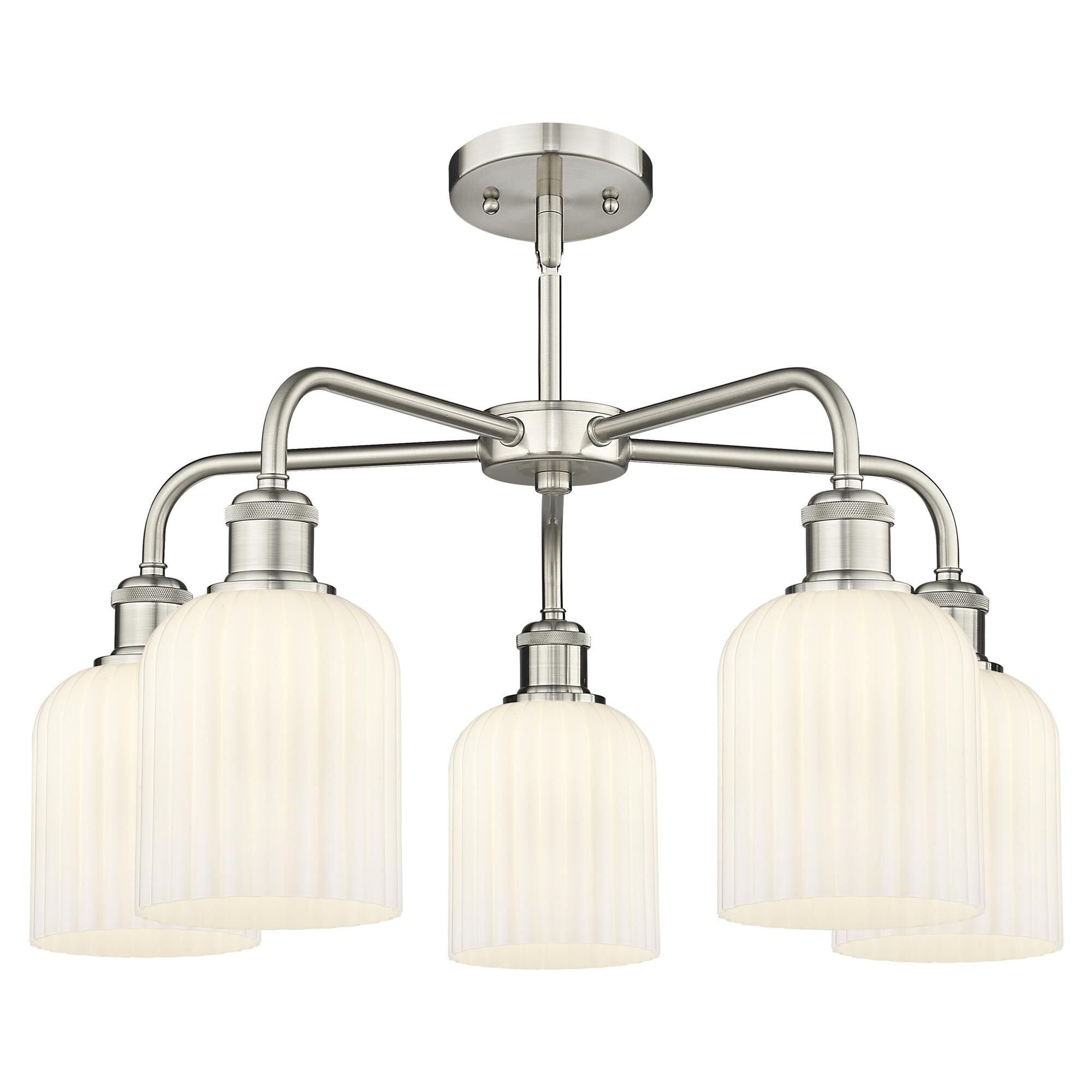 Shown in Satin Nickel finish and Gloss White shade