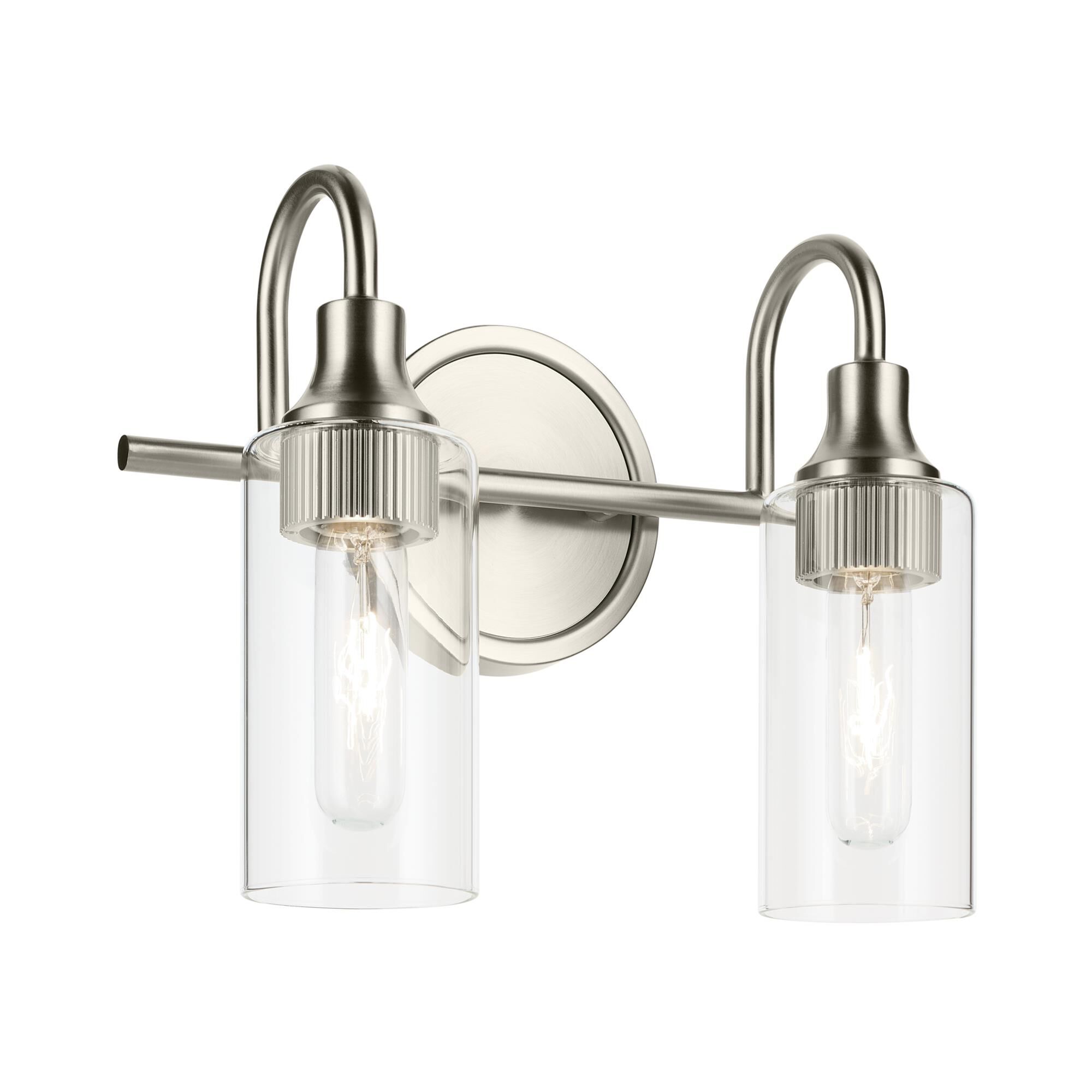 Shown in Brushed Nickel finish and Clear glass