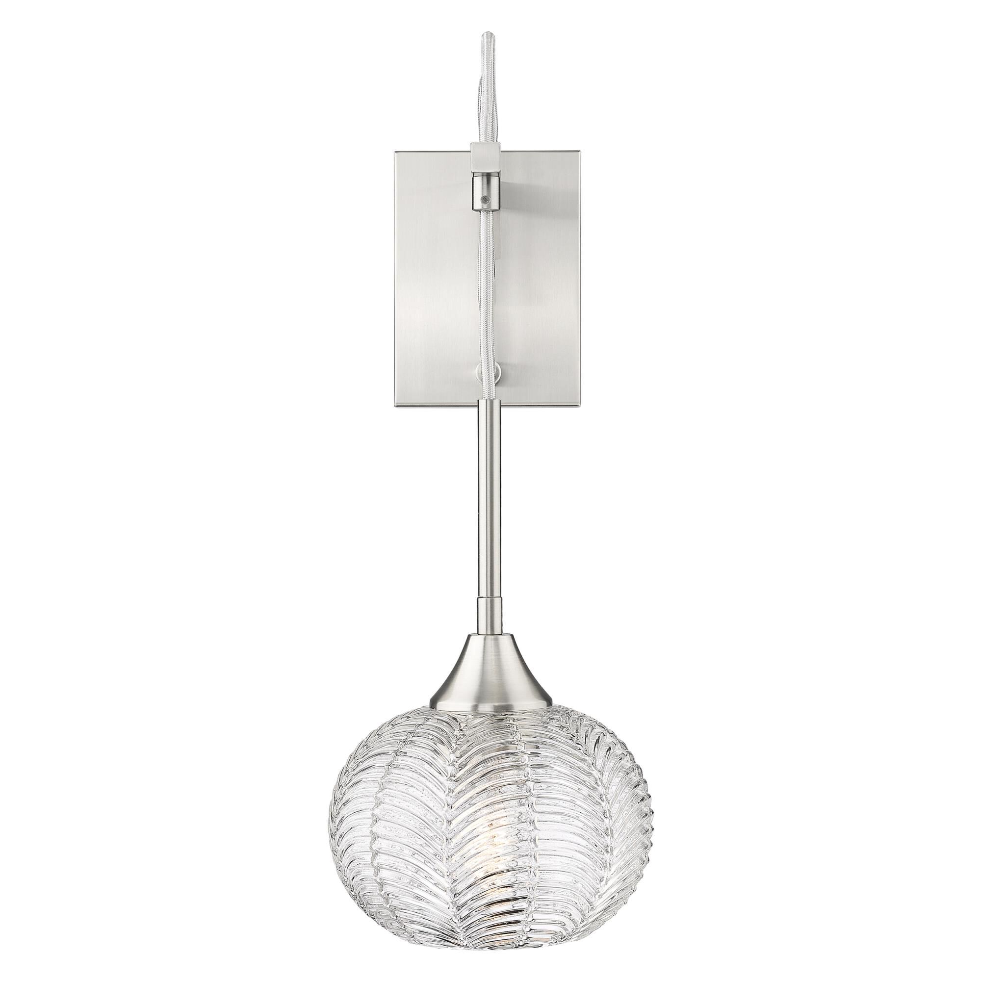 Shown in Satin Nickel finish and Clear shade