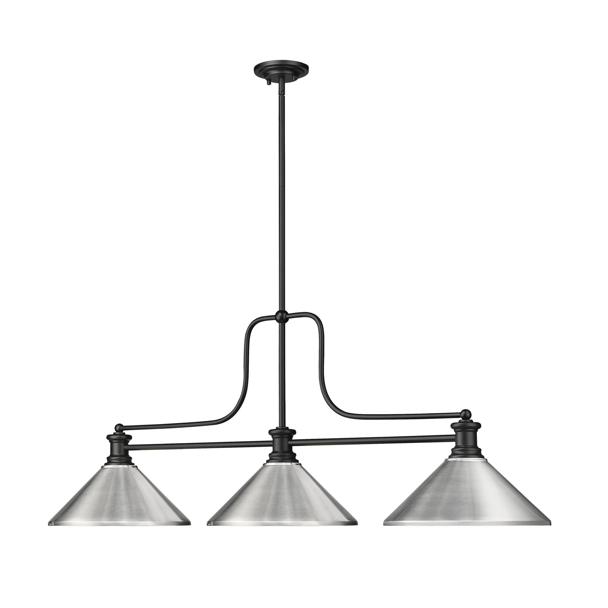 Shown in Matte Black finish and Brushed Nickel shade