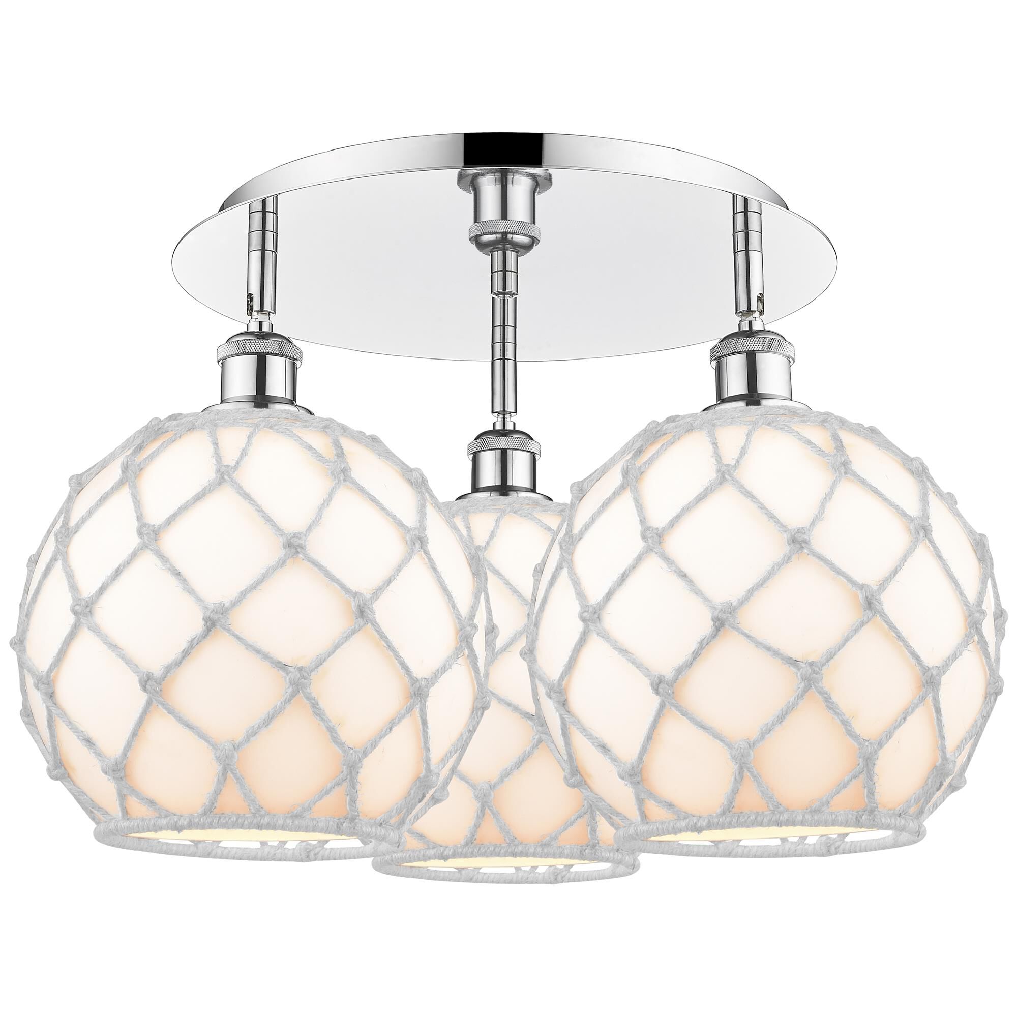 Shown in Polished Chrome finish and White with White Rope glass