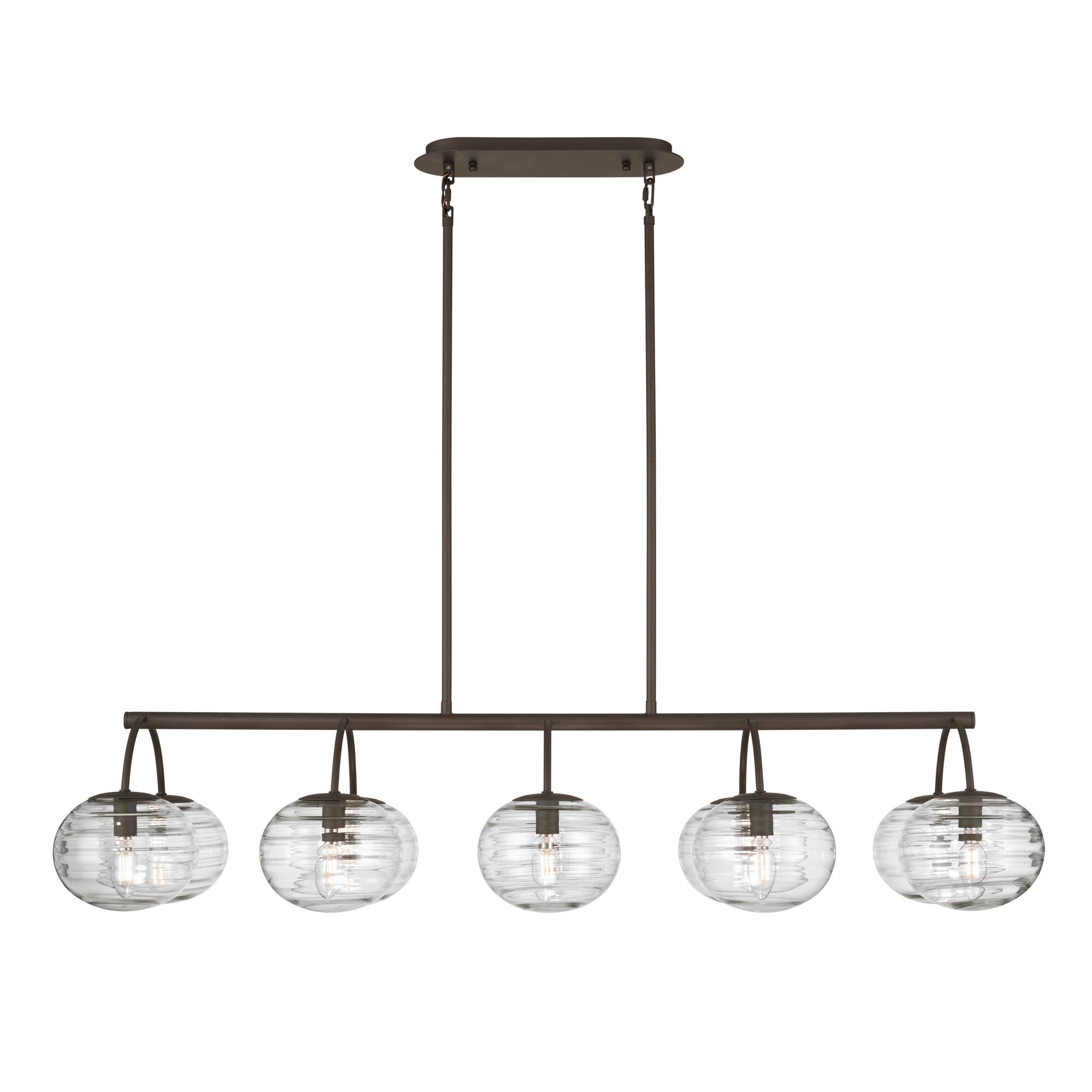 Shown in Dark Bronze finish and Clear Ribbed glass
