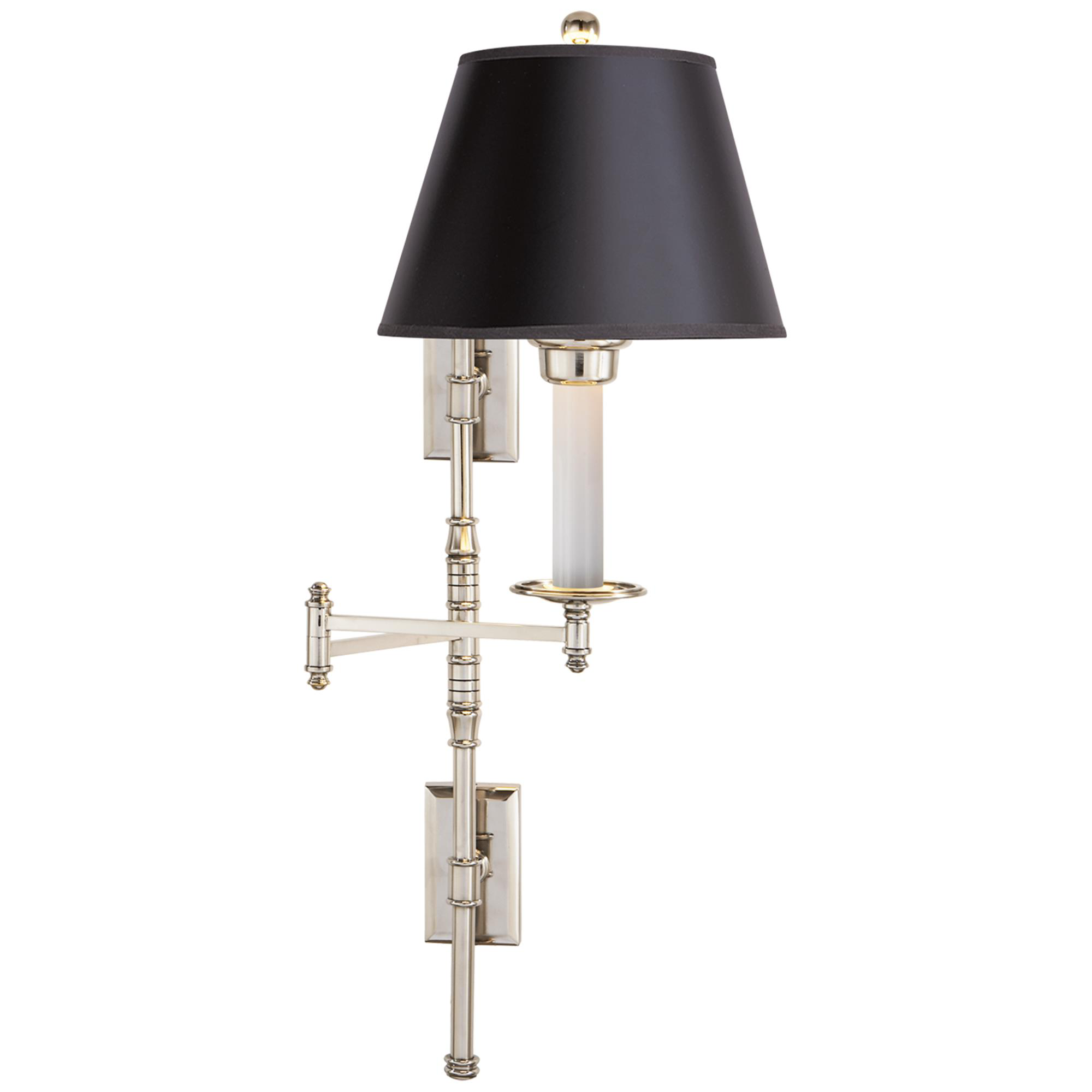 Shown in Polished Nickel finish and Black shade