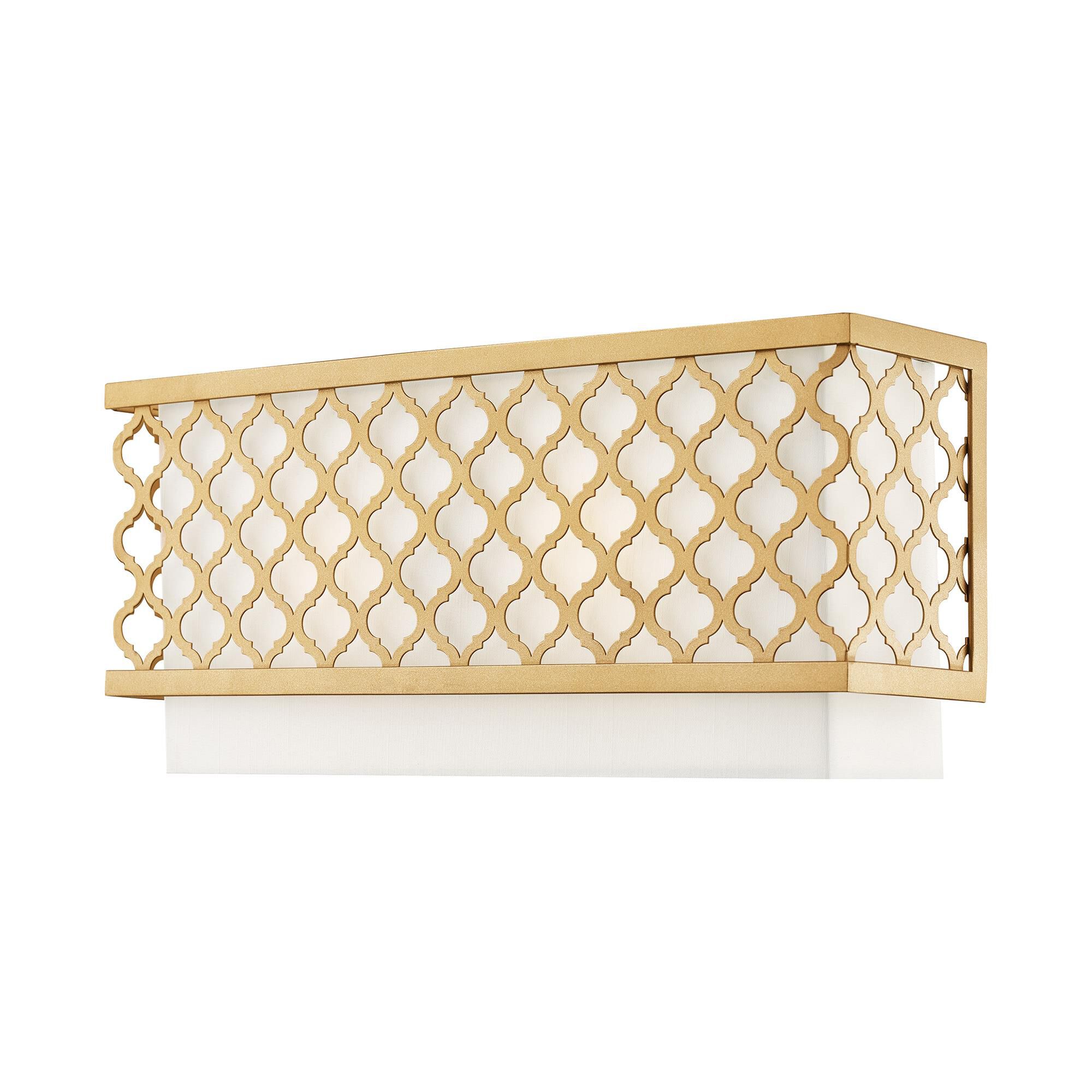 Shown in Soft Gold finish and Hand Crafted Off-White Fabric Outside & White Fabric Inside Hardback shade