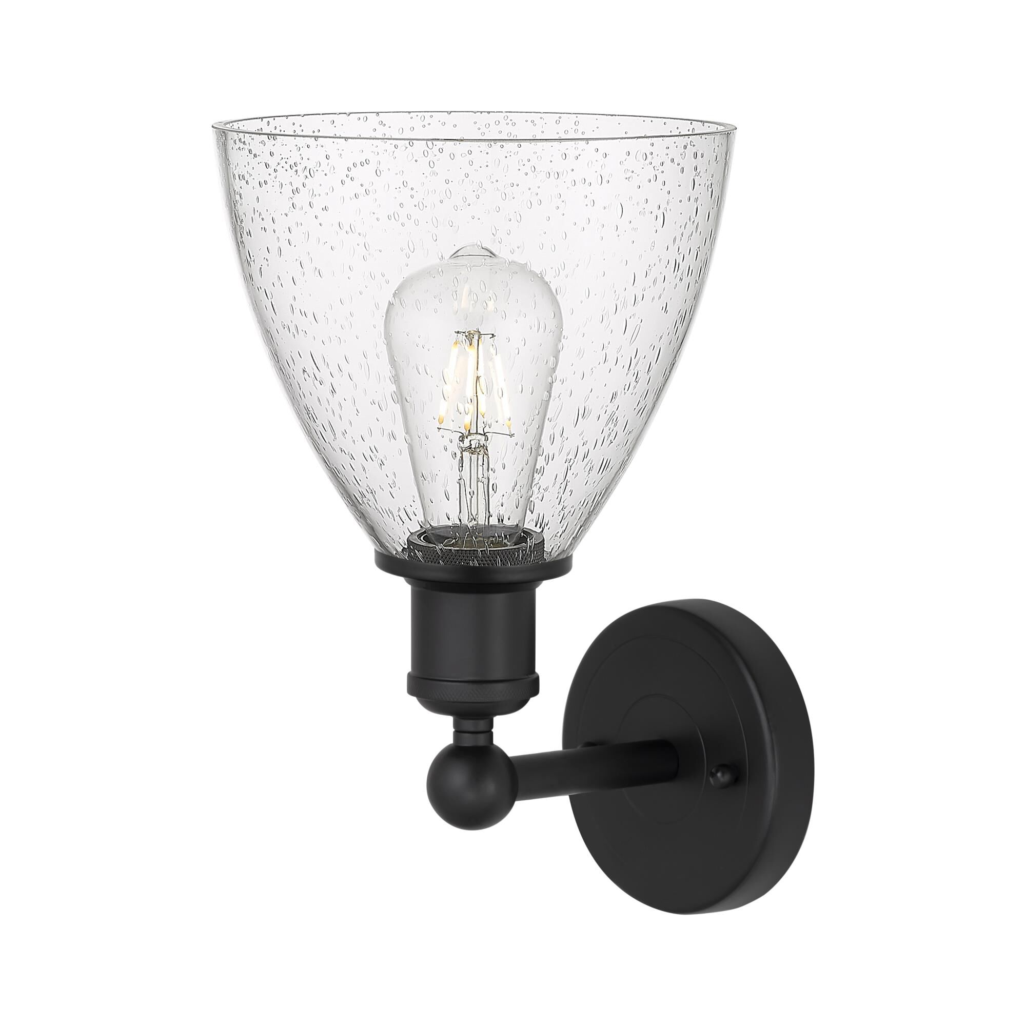 Shown in Matte Black  finish and Seedy glass