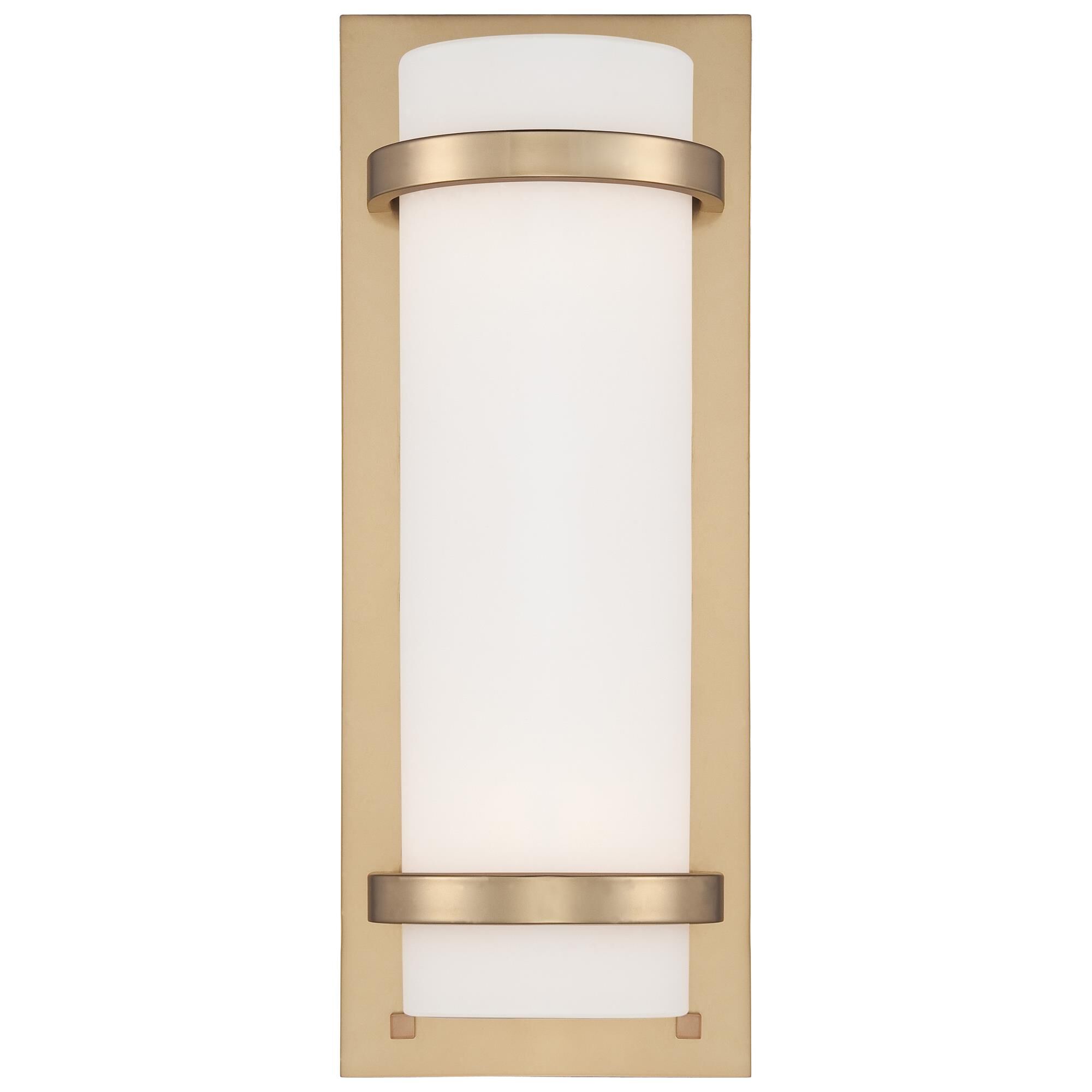 Shown in Honey Gold finish and Etched White glass
