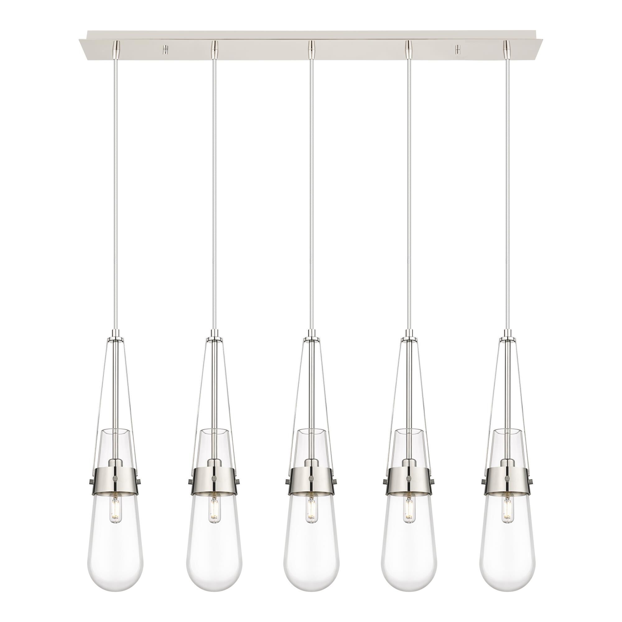 Shown in Polished Nickel finish and Clear glass and Clear Glass shade