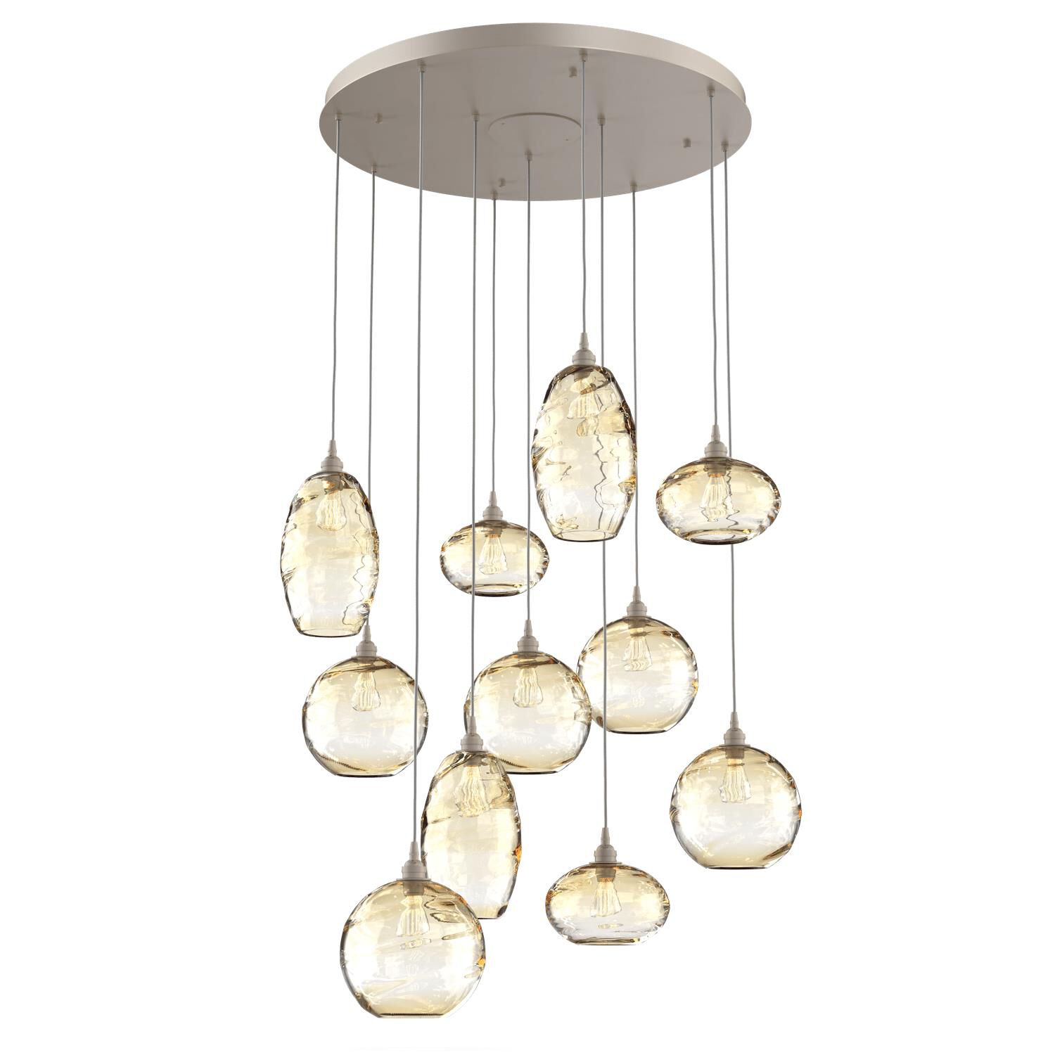 Shown in Metallic Beige Silver finish and Optic Amber glass
