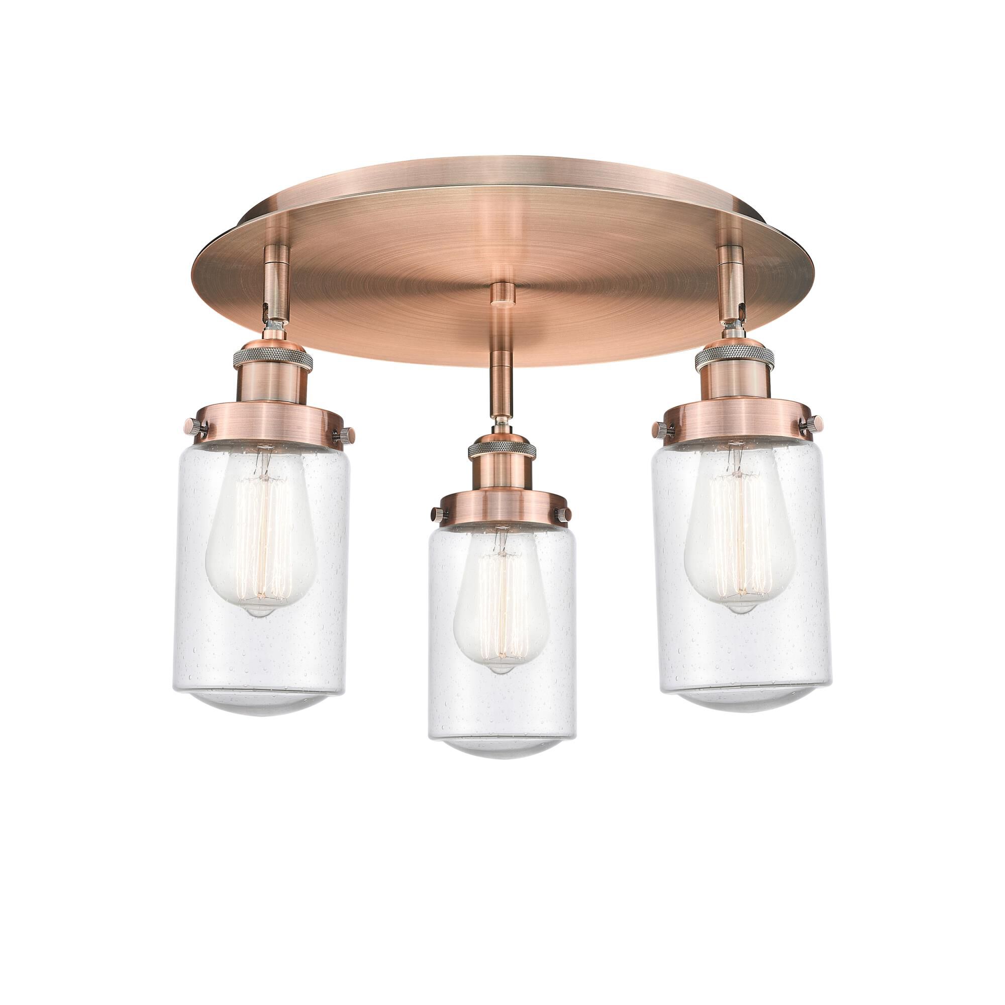 Shown in Antique Copper finish and Seedy glass