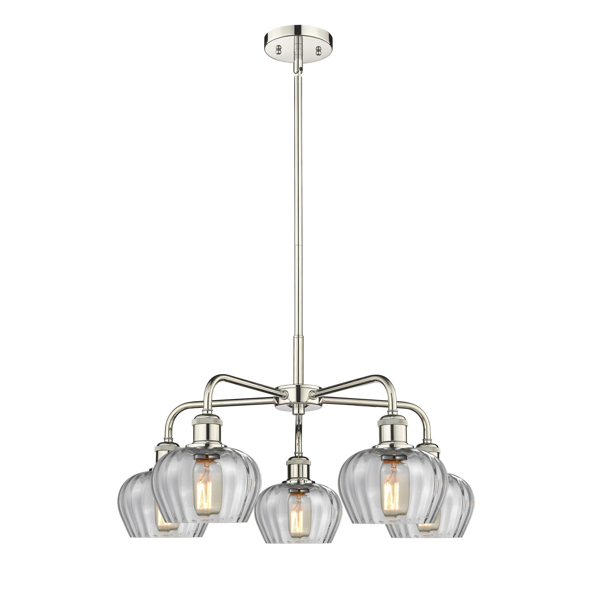 Shown in Polished Nickel finish and Clear glass