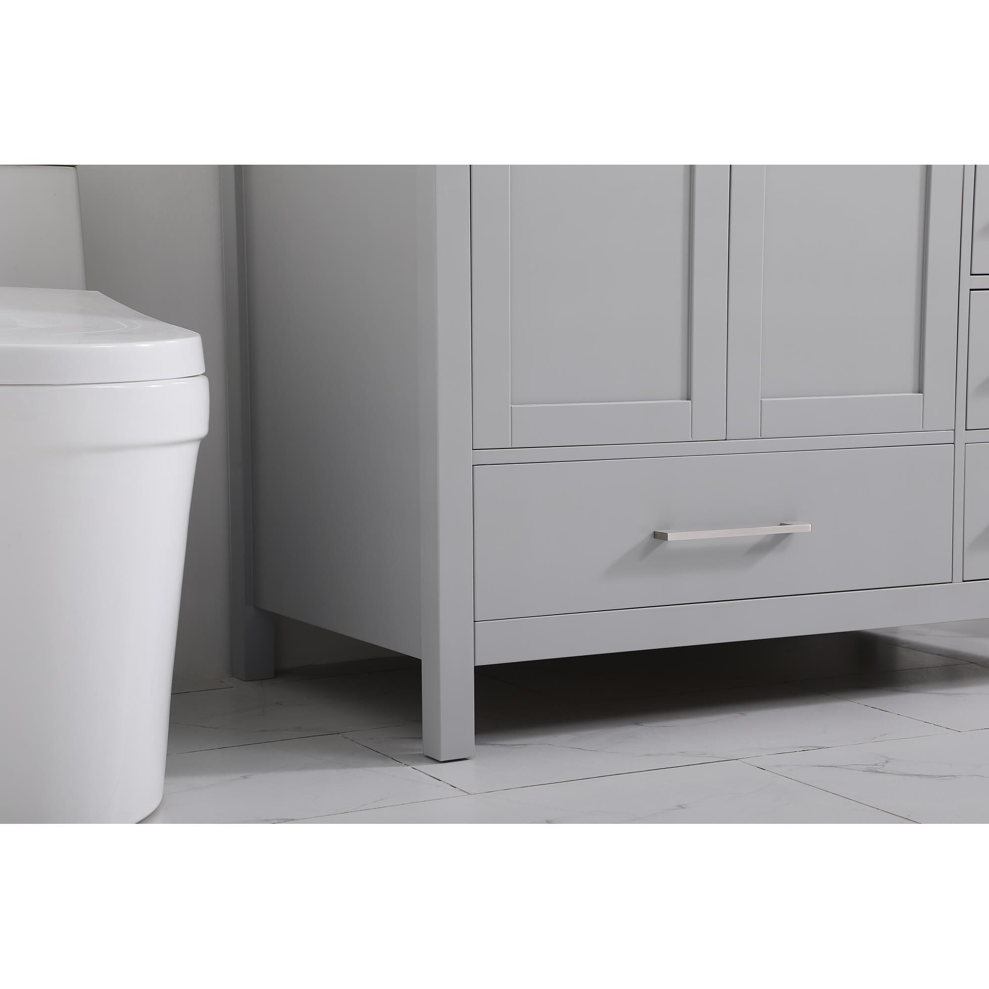 Shown in Gray And Brushed Nickel With Carrara White Marble finish