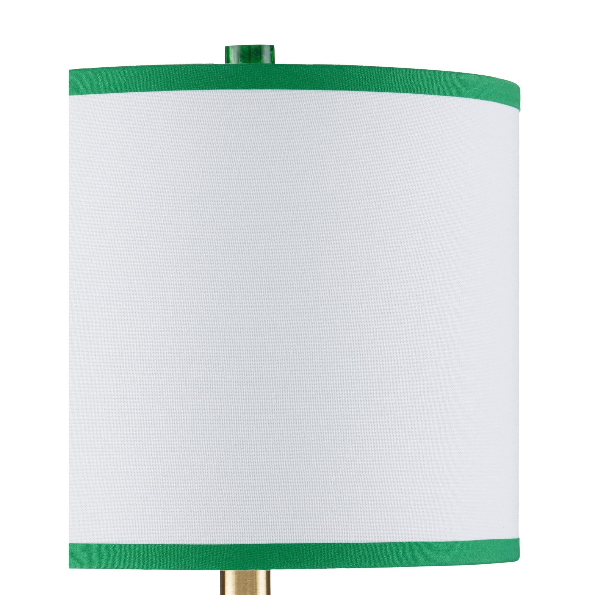 Shown in Green Swirl finish and White Linen shade