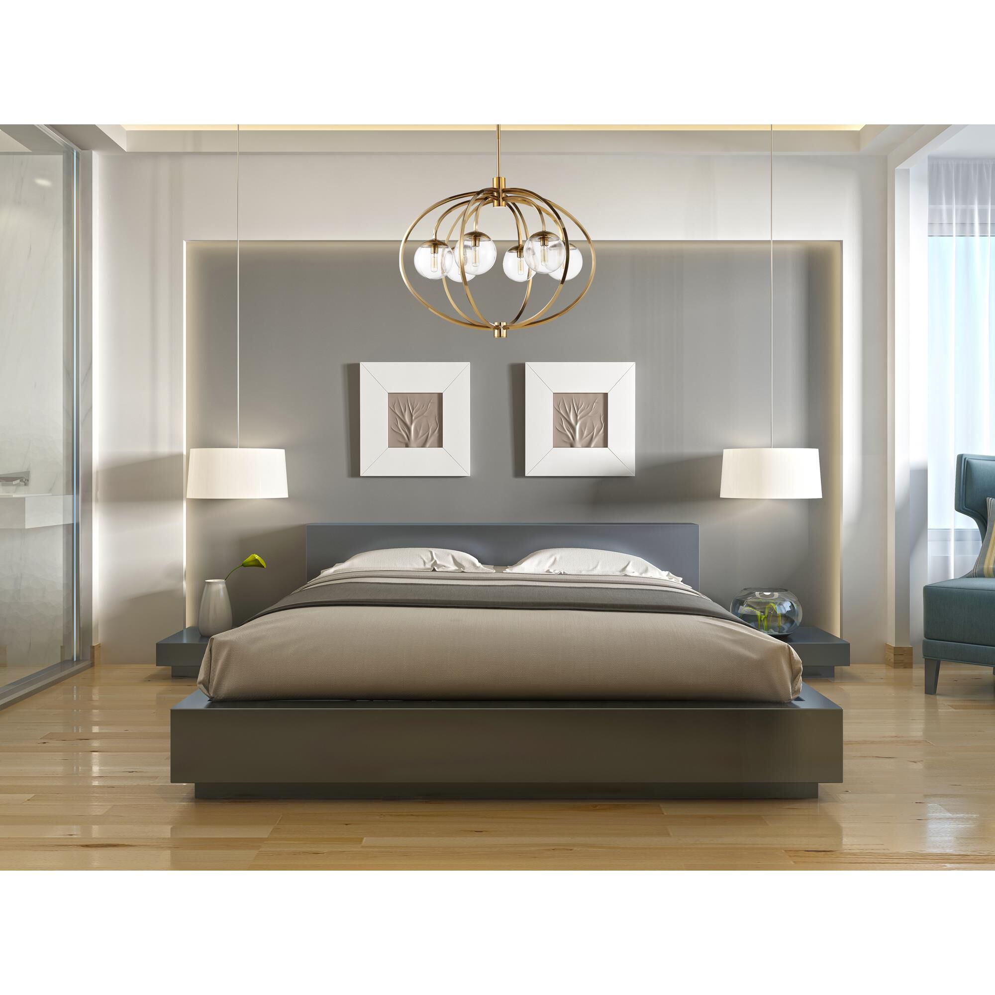 Shown in Polished Nickel finish and Yes glass and Yes shade