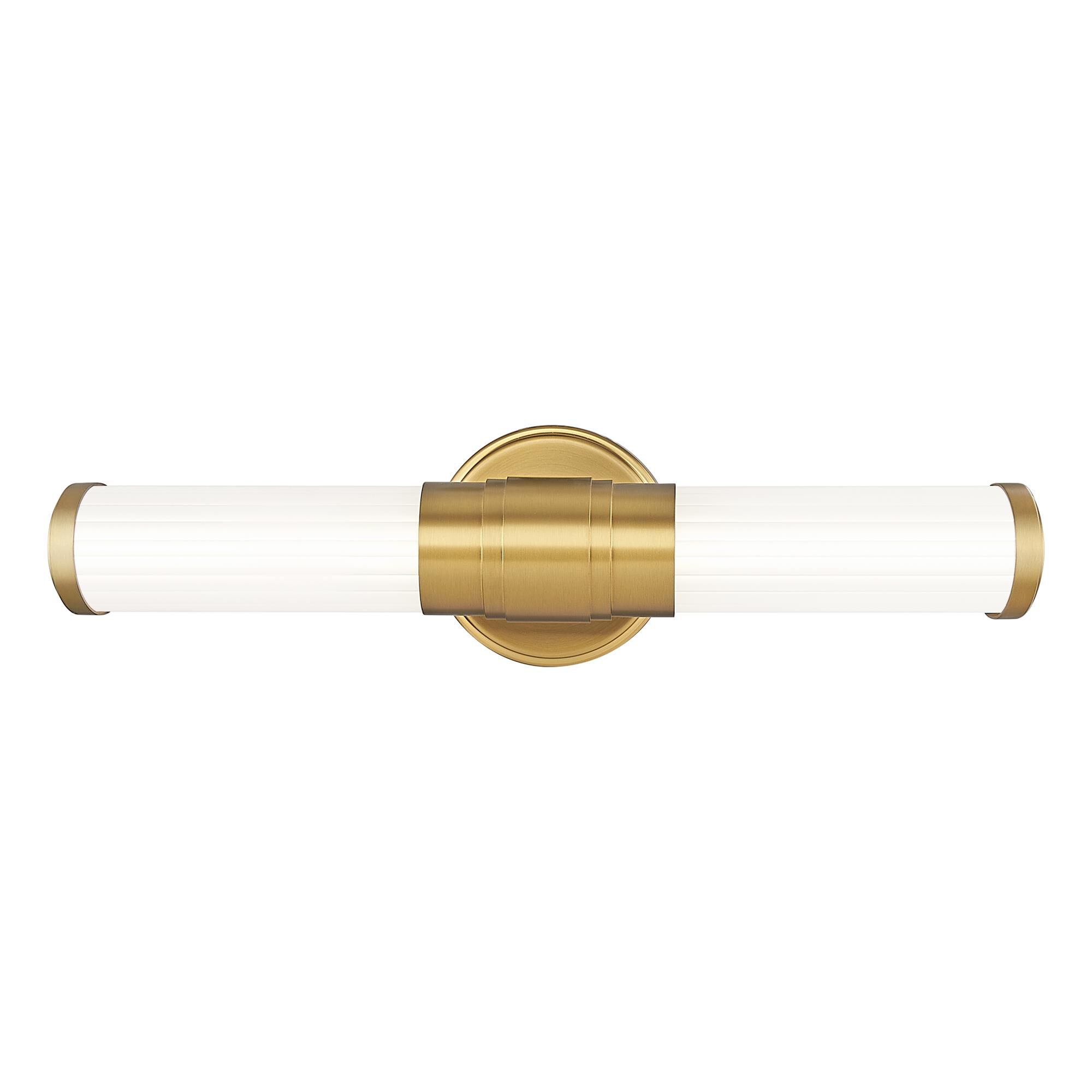 Shown in Modern Gold finish and Opal White glass and Opal White shade