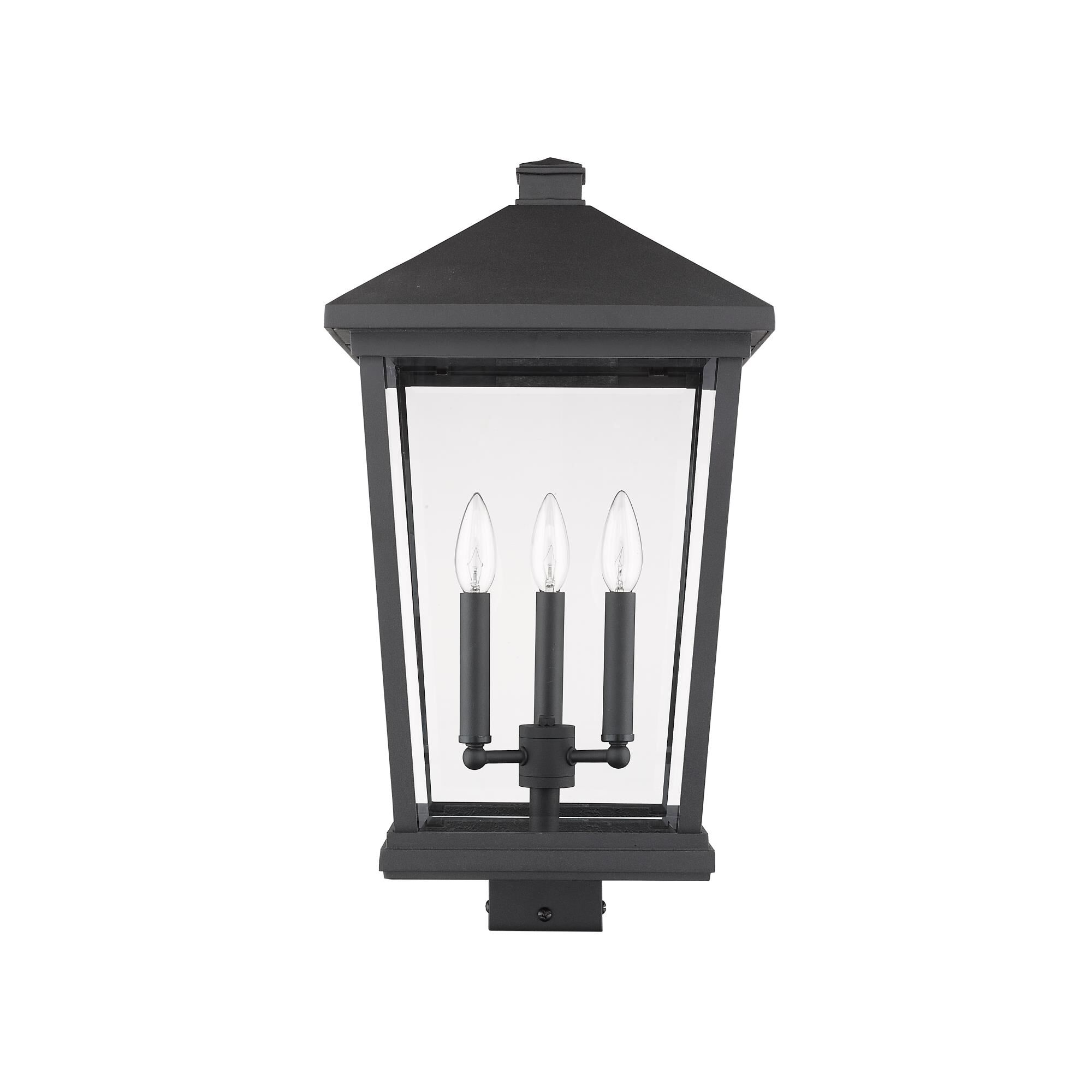 Shown in Black finish and Glass shade