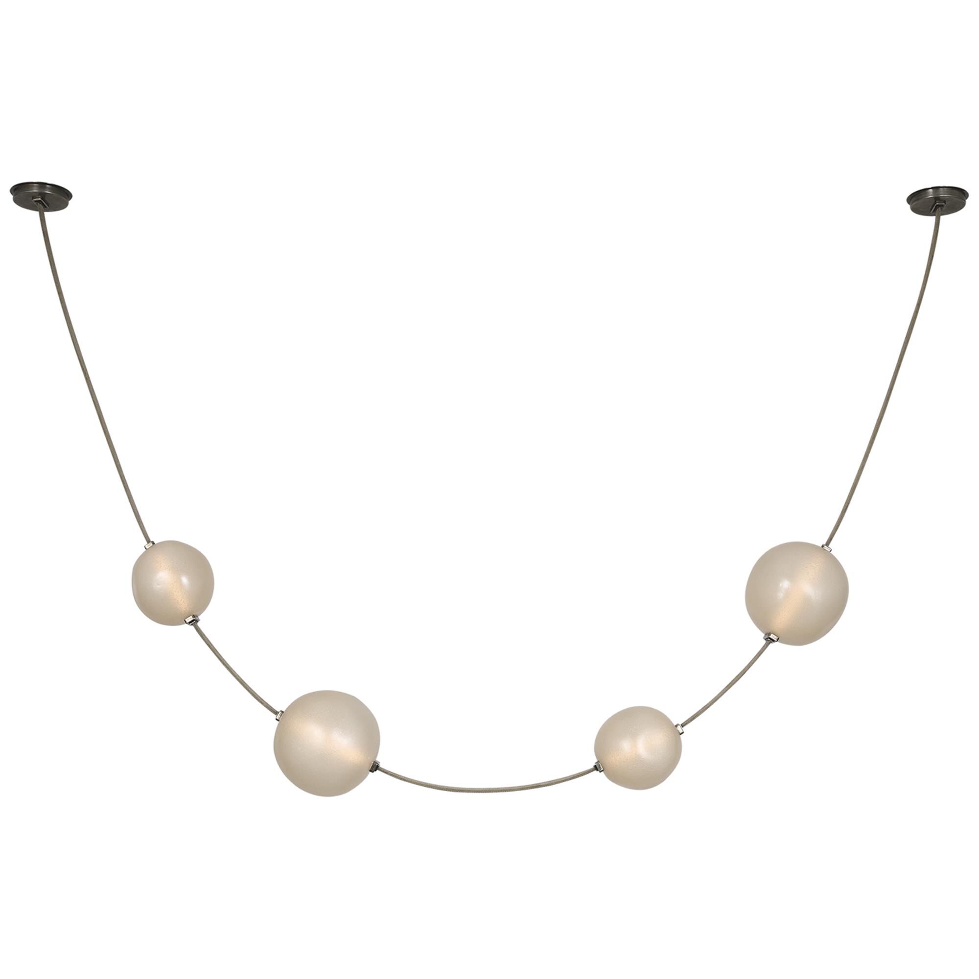 Shown in Ash Suede And Mottled Pewter finish and Fizzy Nude glass