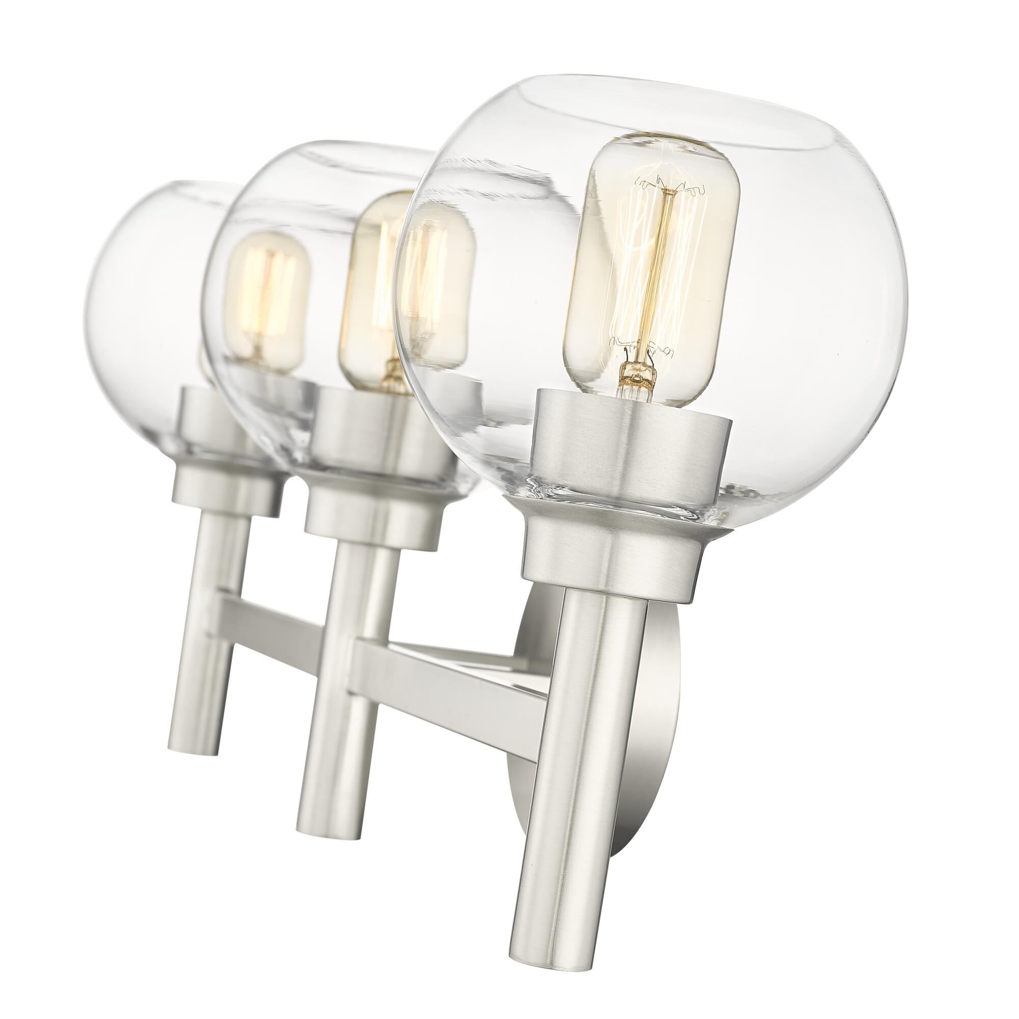 Shown in Brushed Nickel finish and Clear glass