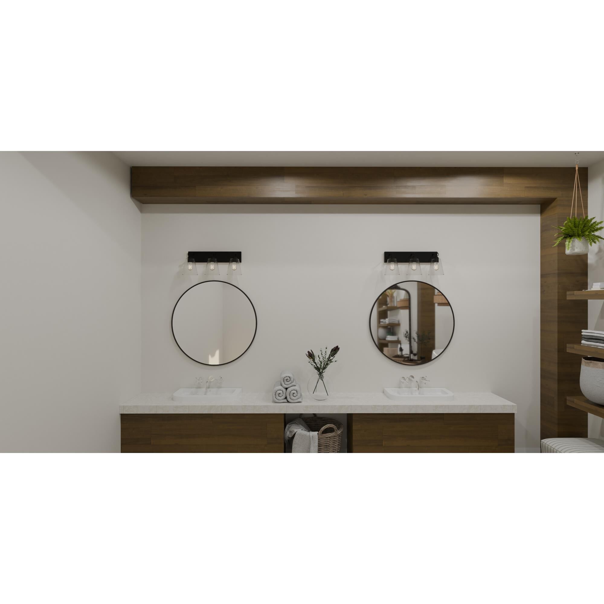 Shown in Earth Black finish and Clear Ribbed glass