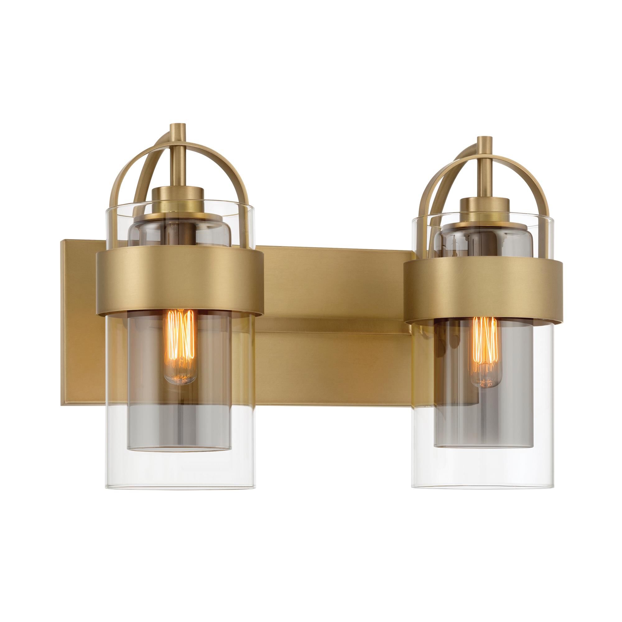 Shown in Legacy Brass finish and Clear and Grey glass
