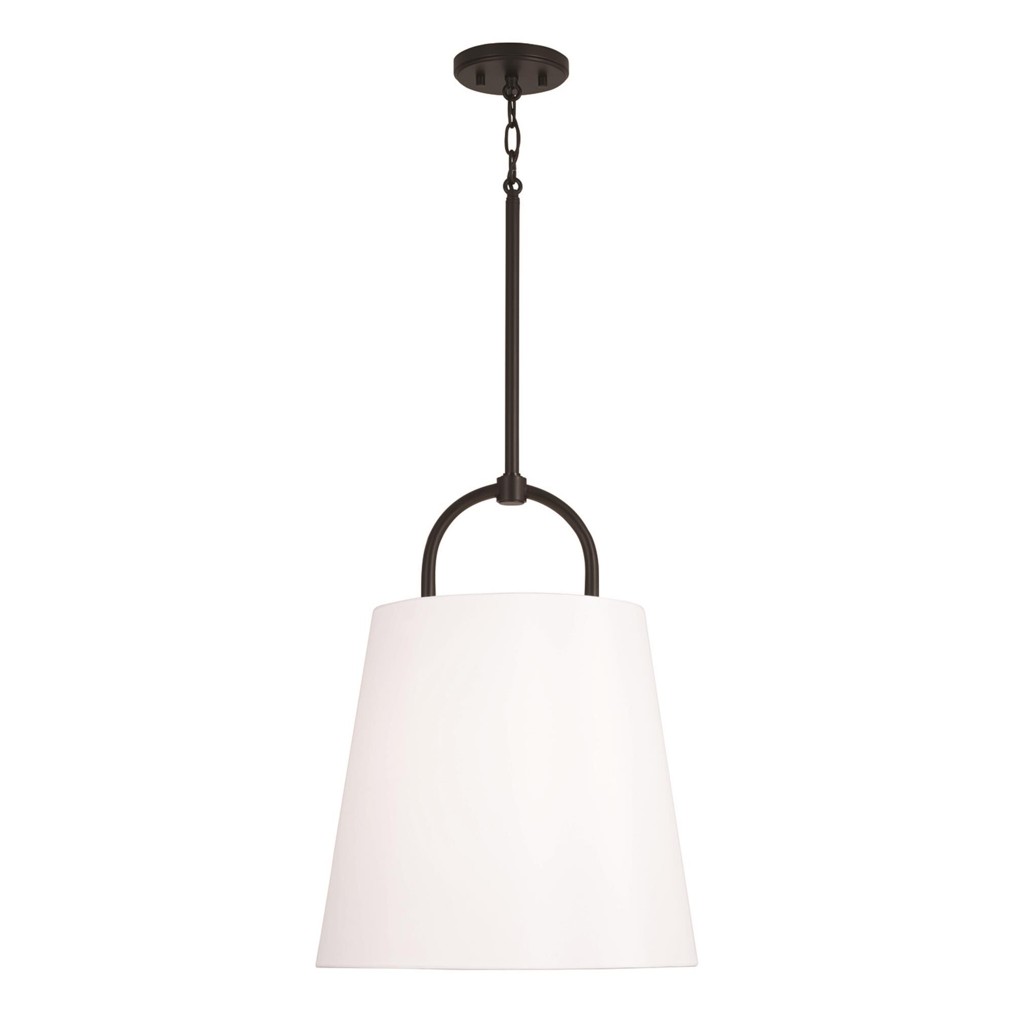 Shown in Matte Black finish and White Fabric shade