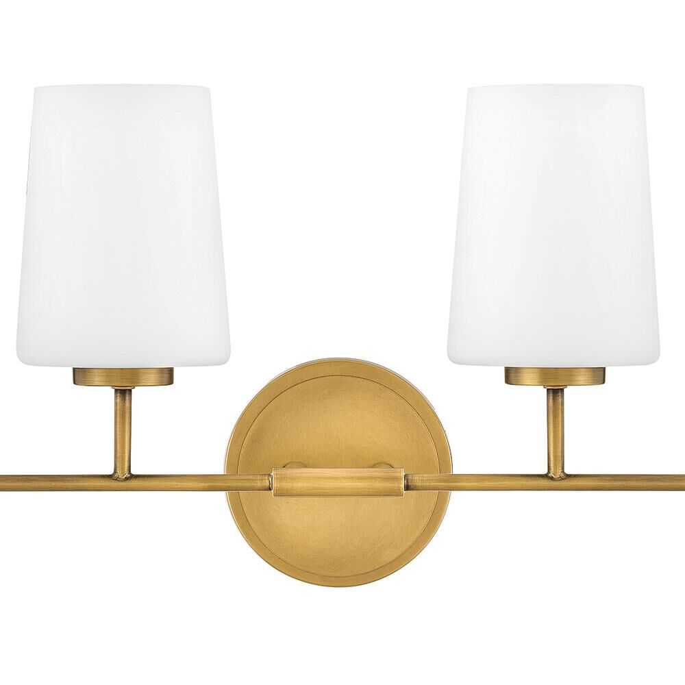 Shown in Heritage Brass finish and White glass