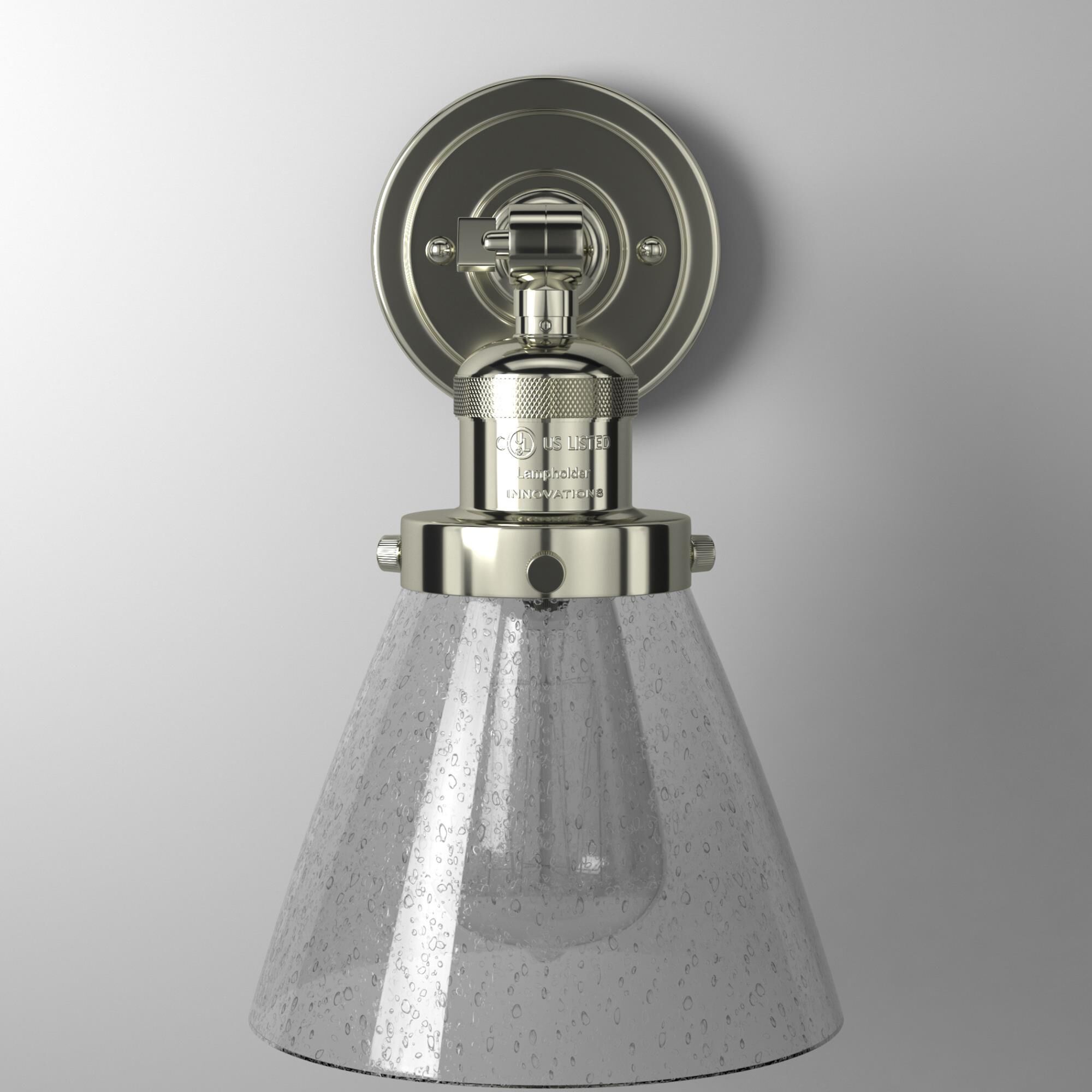 Shown in Polished Nickel finish and Seedy glass