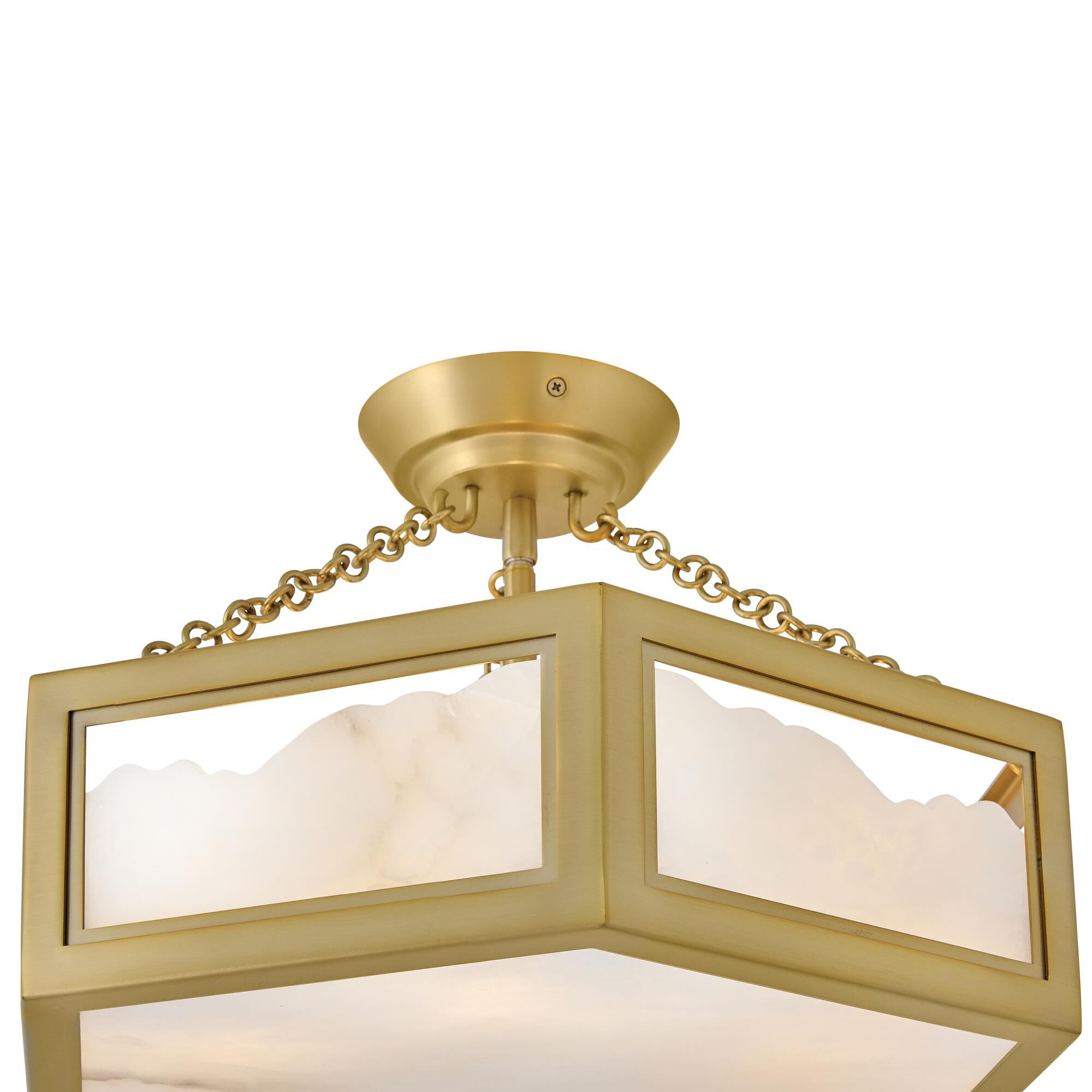 Shown in Lacquered Brass finish and Alabaster glass