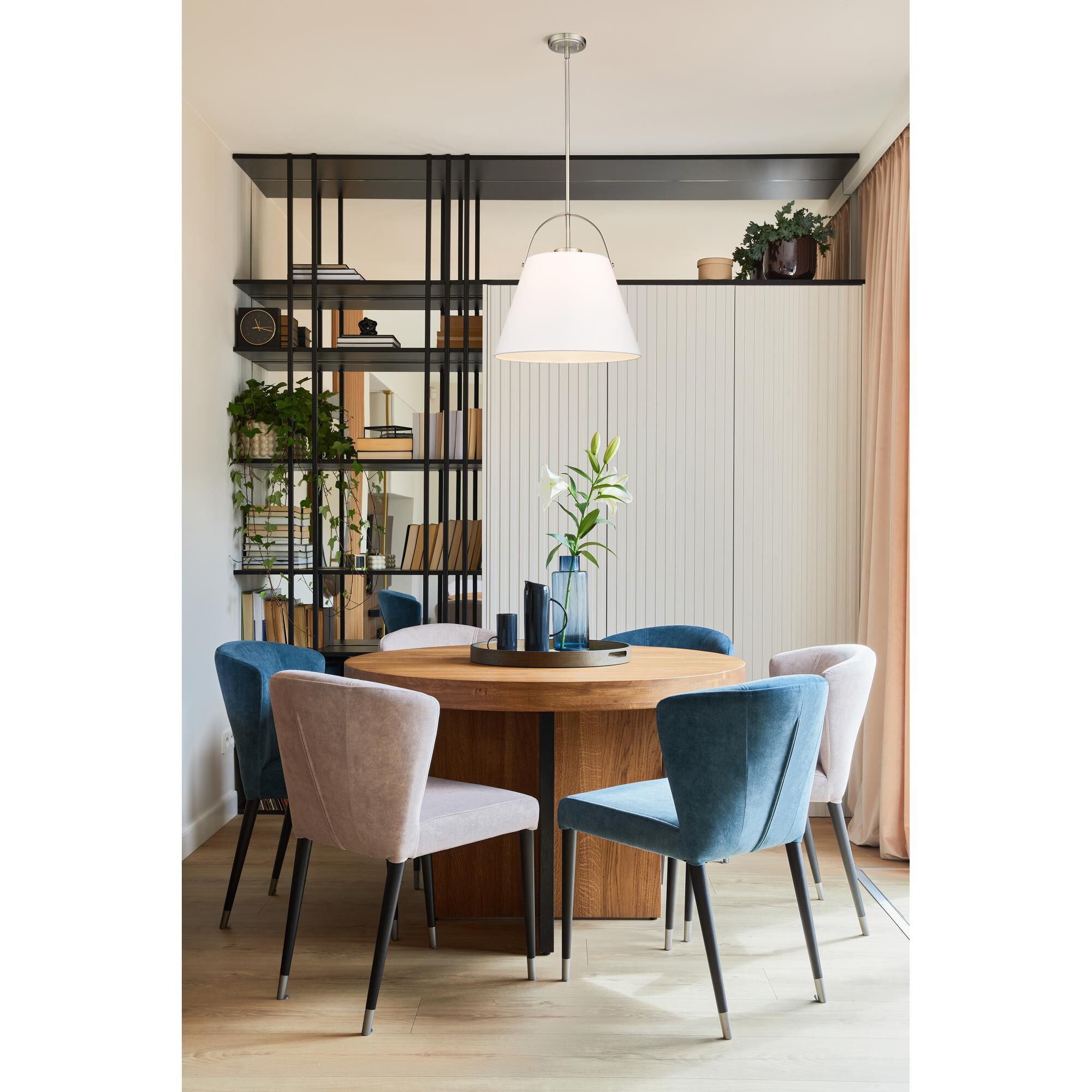 Shown in Brushed Nickel finish and Ivory glass