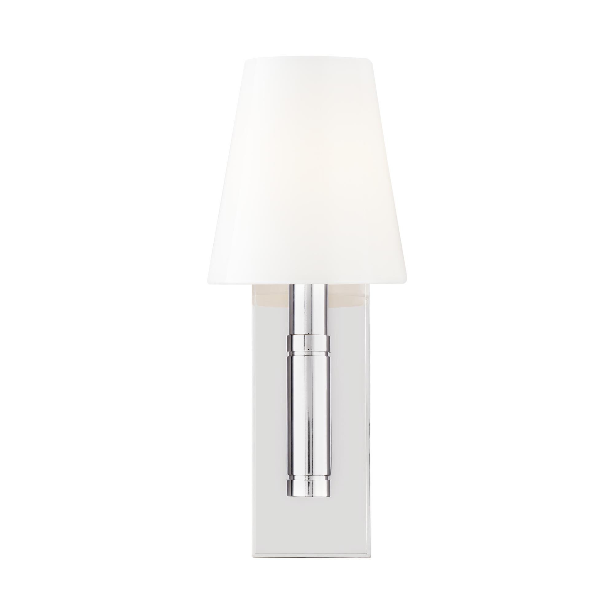Shown in Polished Nickel finish and Milk White glass
