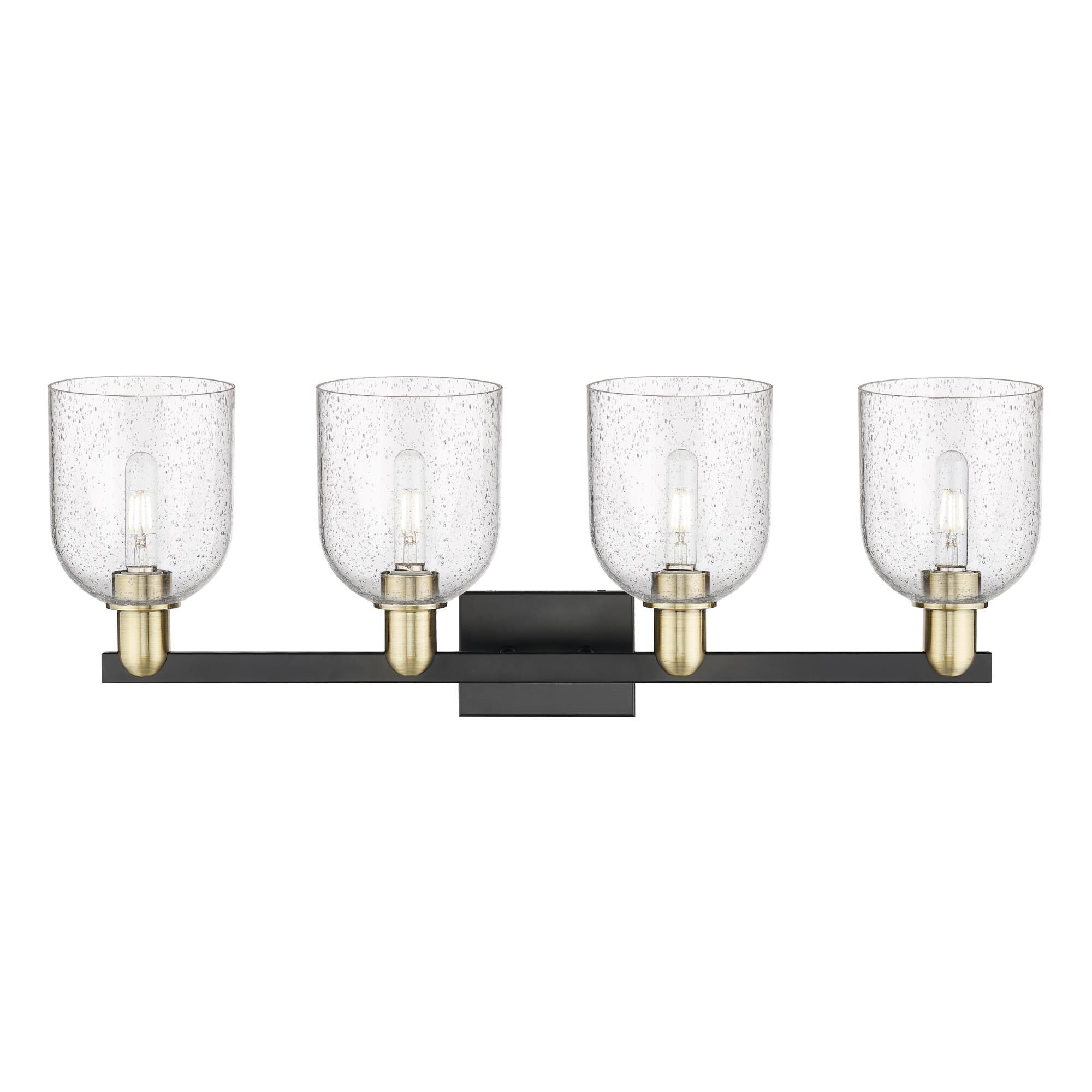 Shown in Black Antique Brass finish and Seedy glass
