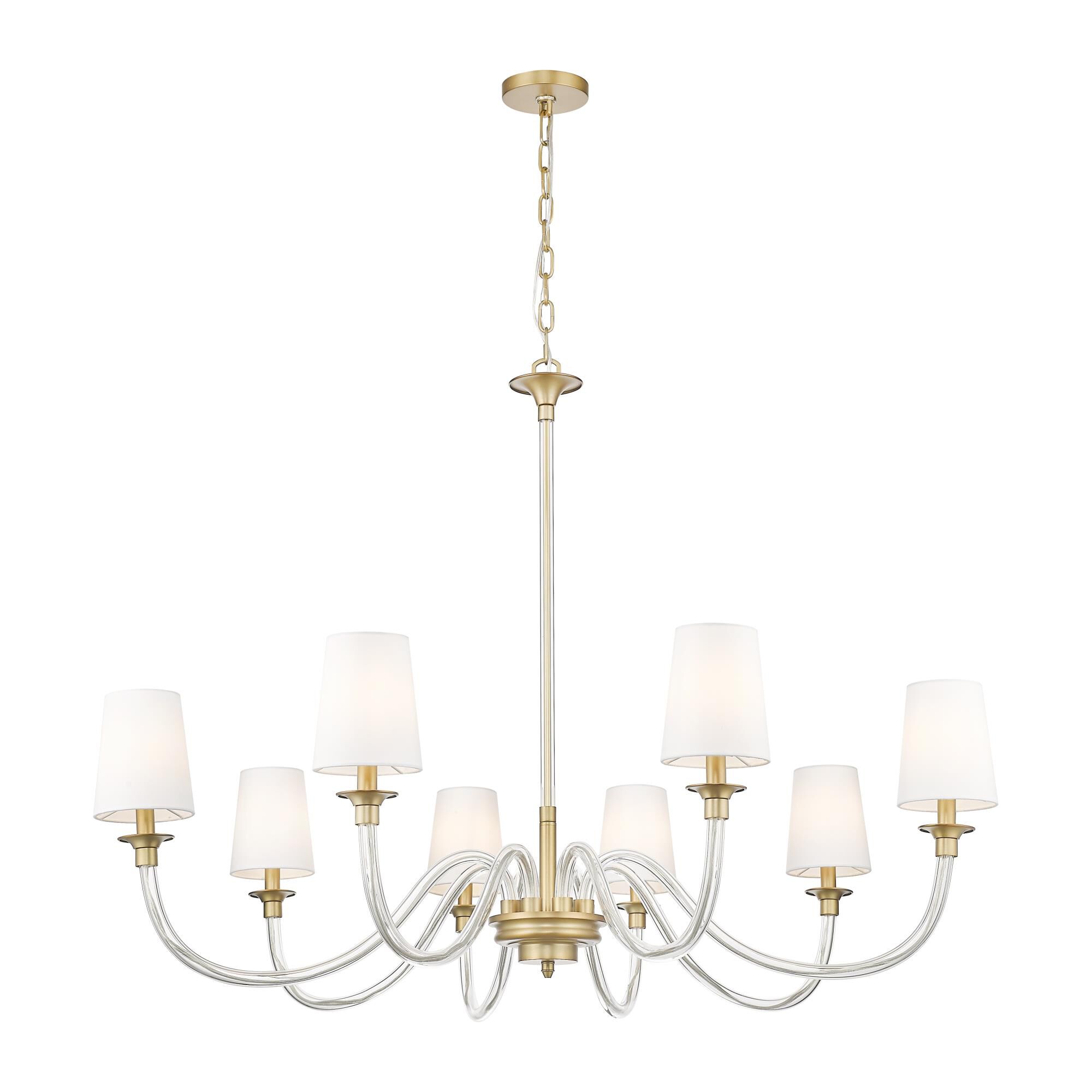 Shown in Rubbed Brass finish and White glass and White shade