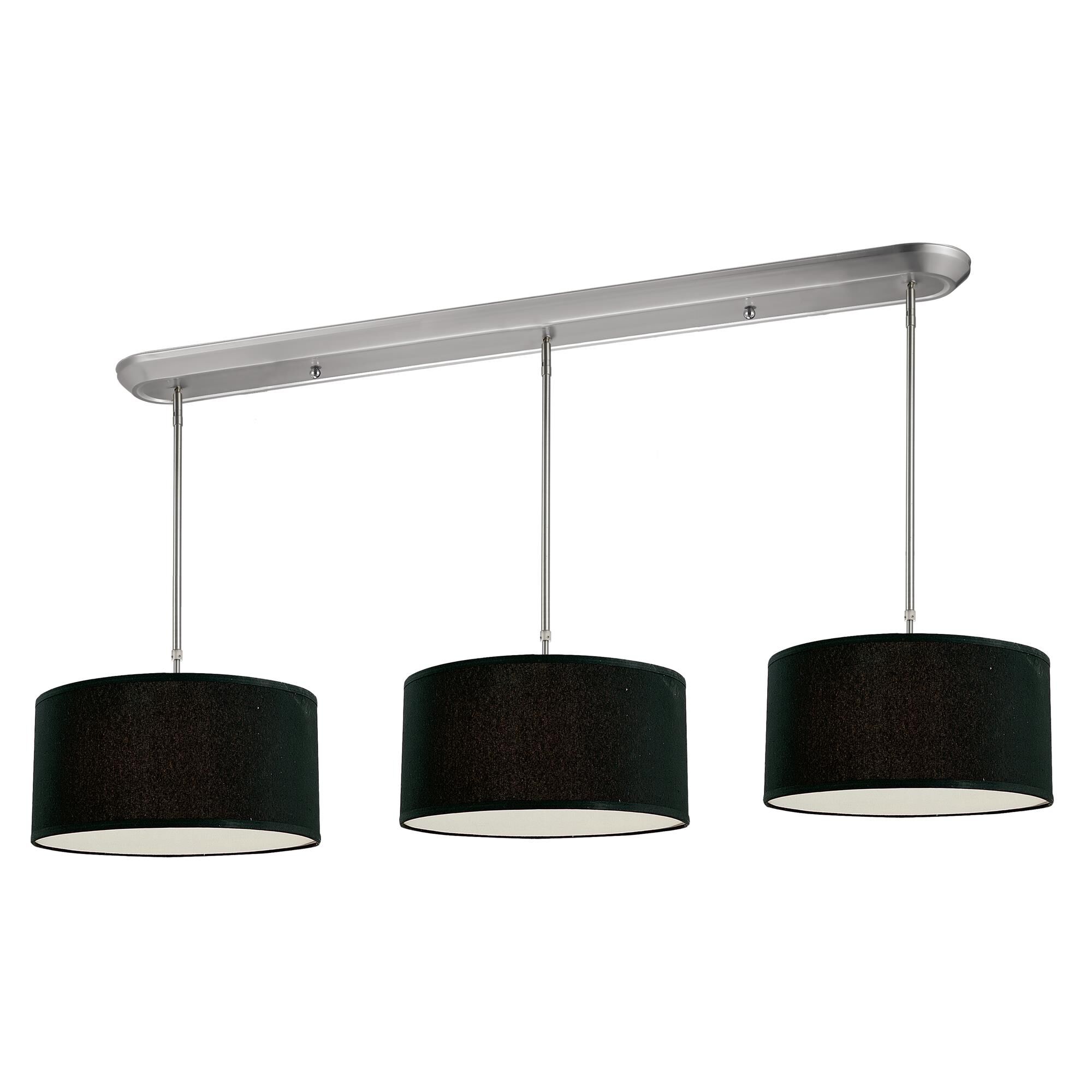 Shown in Brushed Nickel finish and Fabric glass and Fabric shade