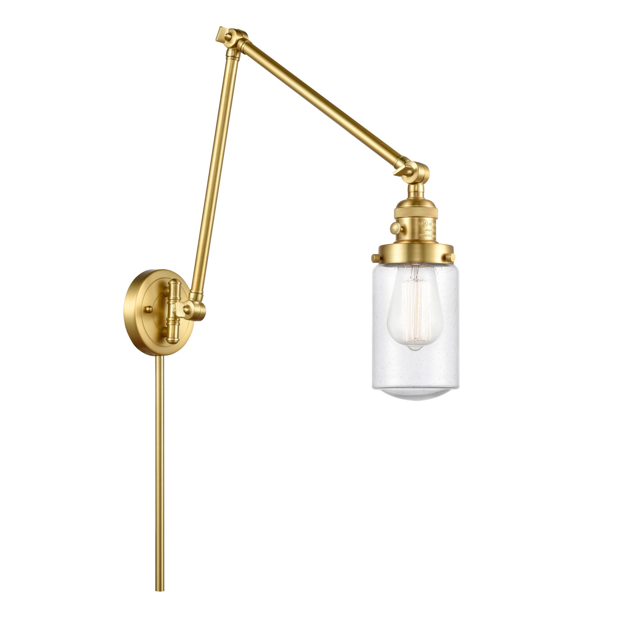 Shown in Satin Gold finish and Seedy Dover glass