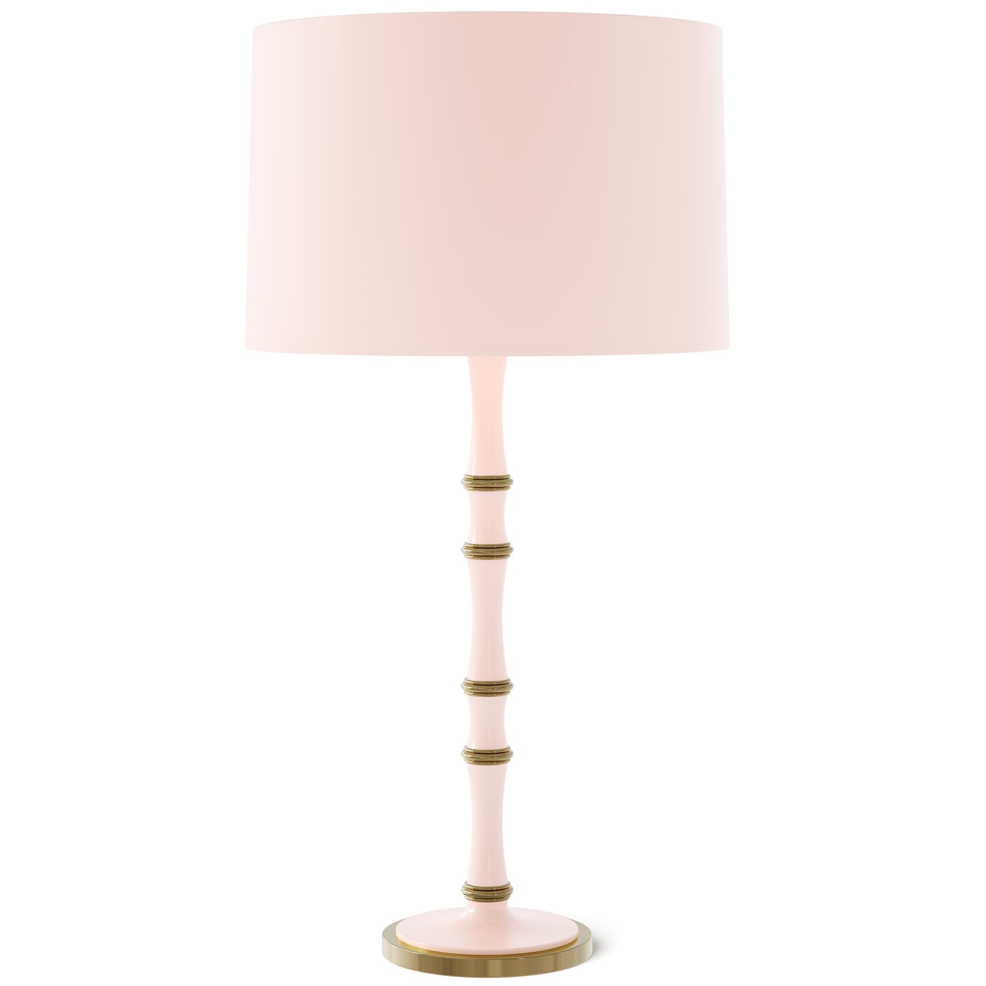 Shown in Rose Water finish and Celadon shade and Modern Brass  accent
