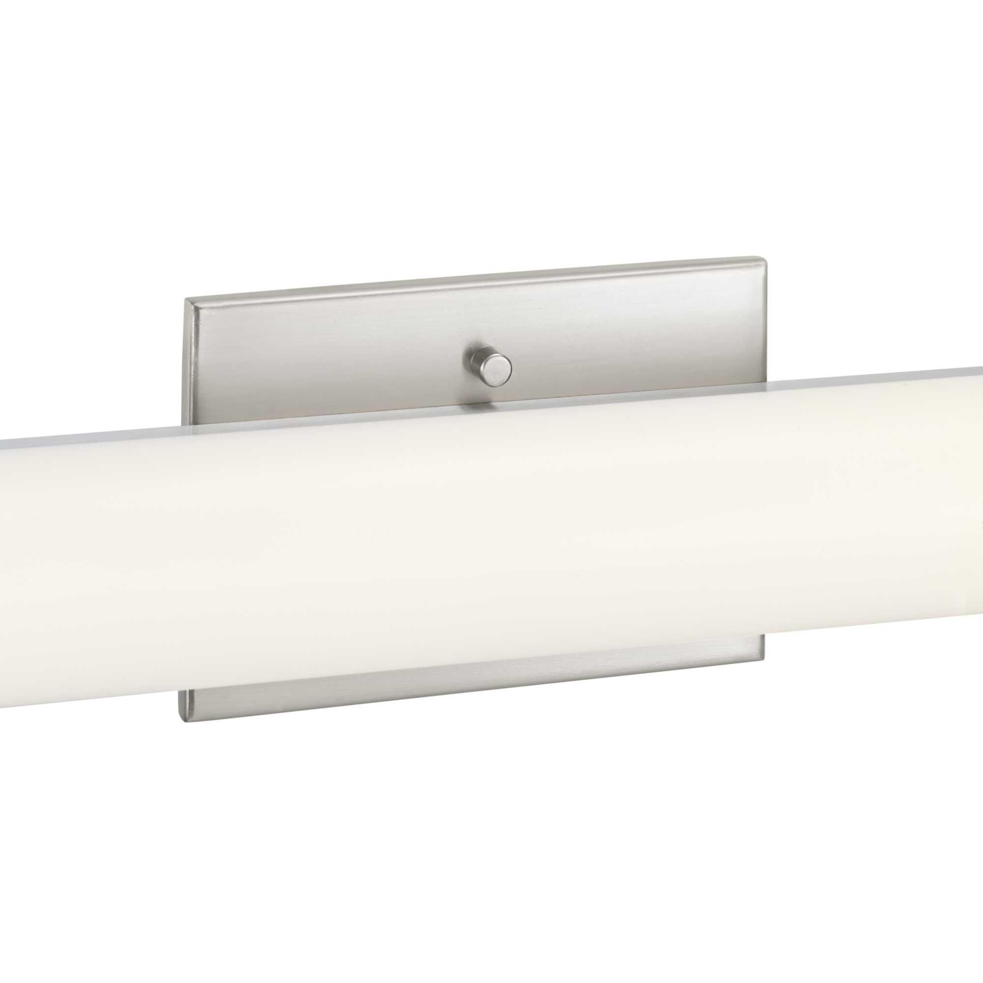 Shown in Brushed Nickel finish and White glass and Acrylic shade
