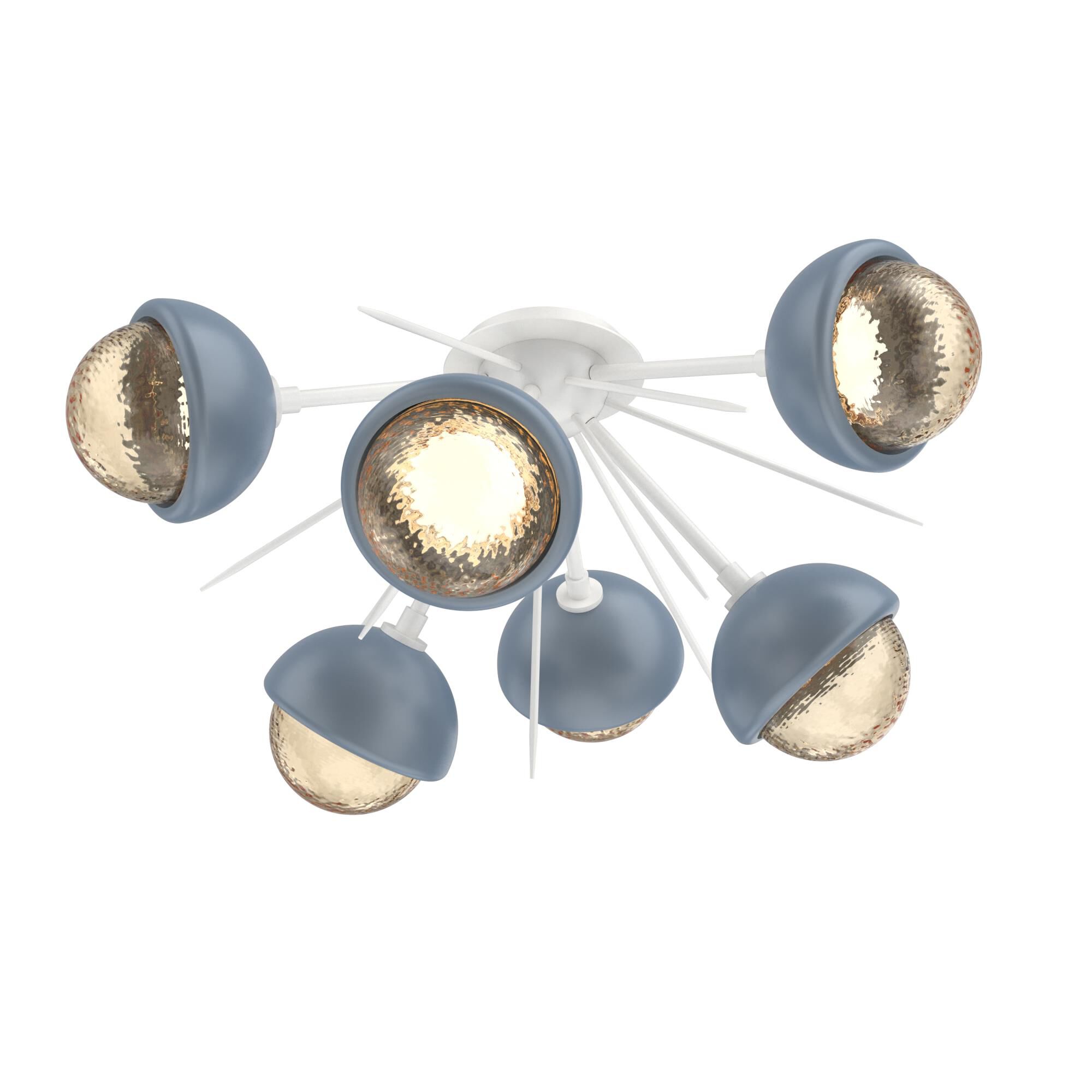 Shown in Salt White finish and Amber glass and Poppy Blue accent