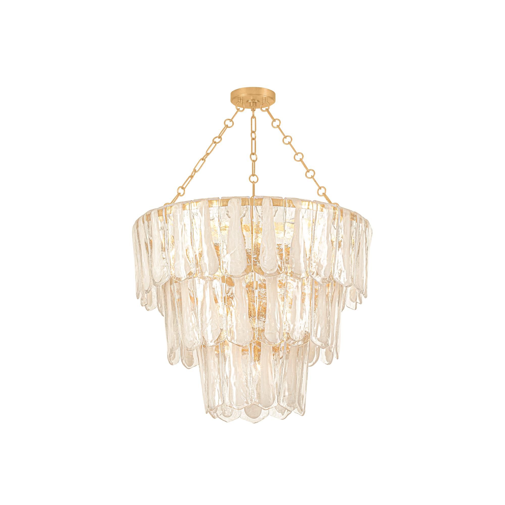 Shown in Vintage Gold Leaf finish and Piastre glass