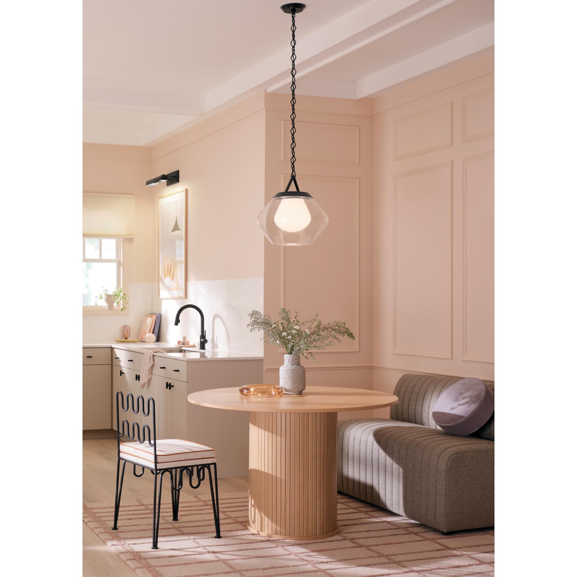 Shown in Black finish and Clear Outer Glass with Opal Interior glass