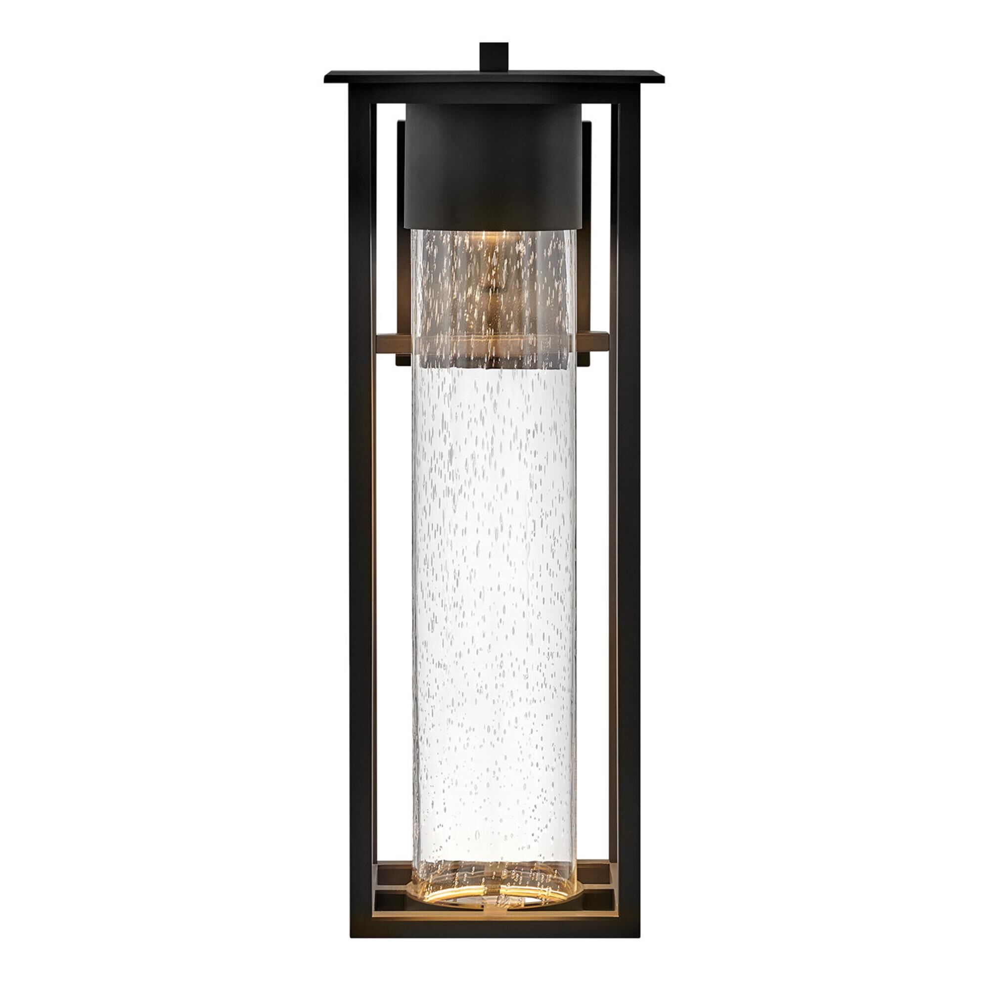 Shown in Black finish and Clear Seedy glass
