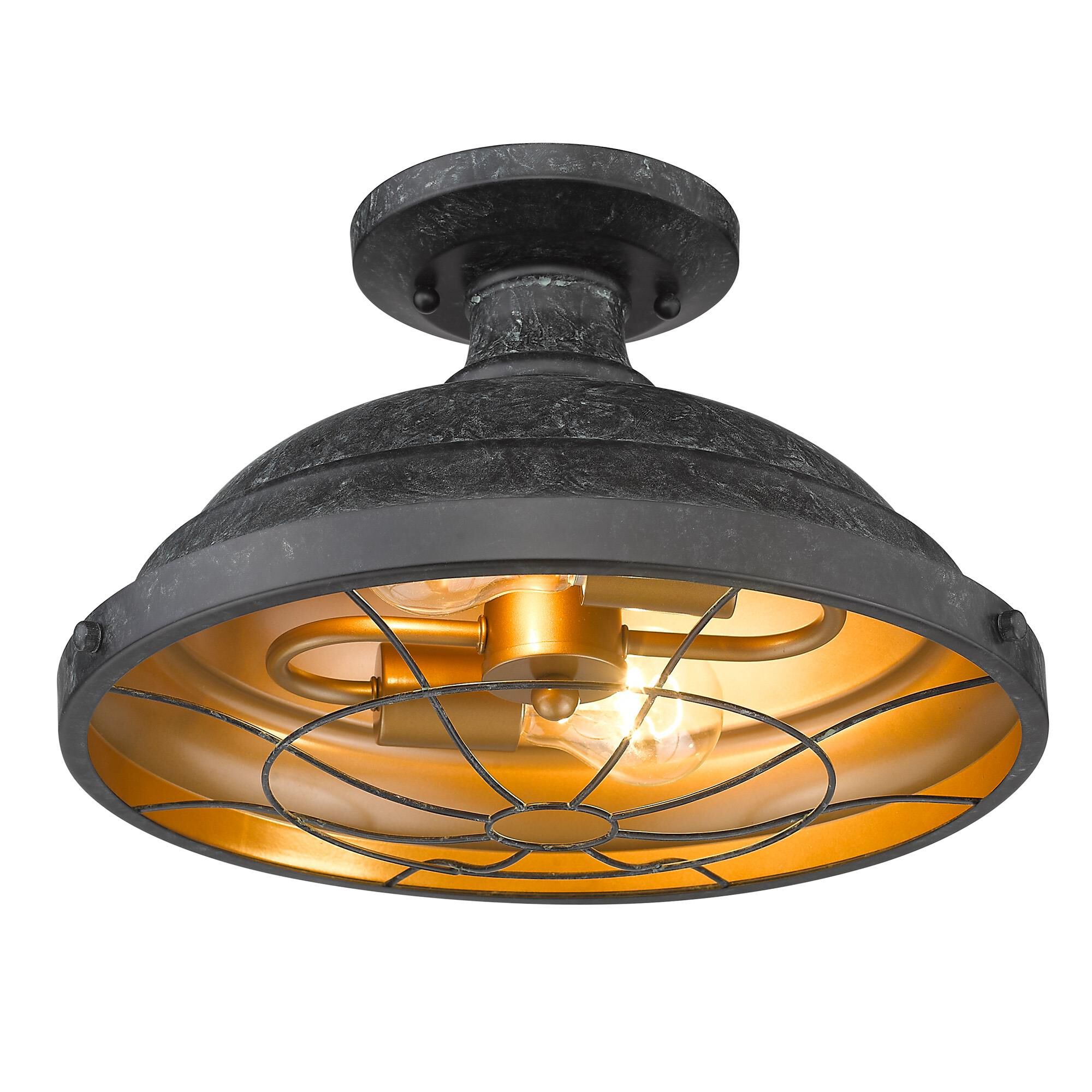 Bartlett 14 Inch 2 Light Semi Flush Mount by Golden Lighting