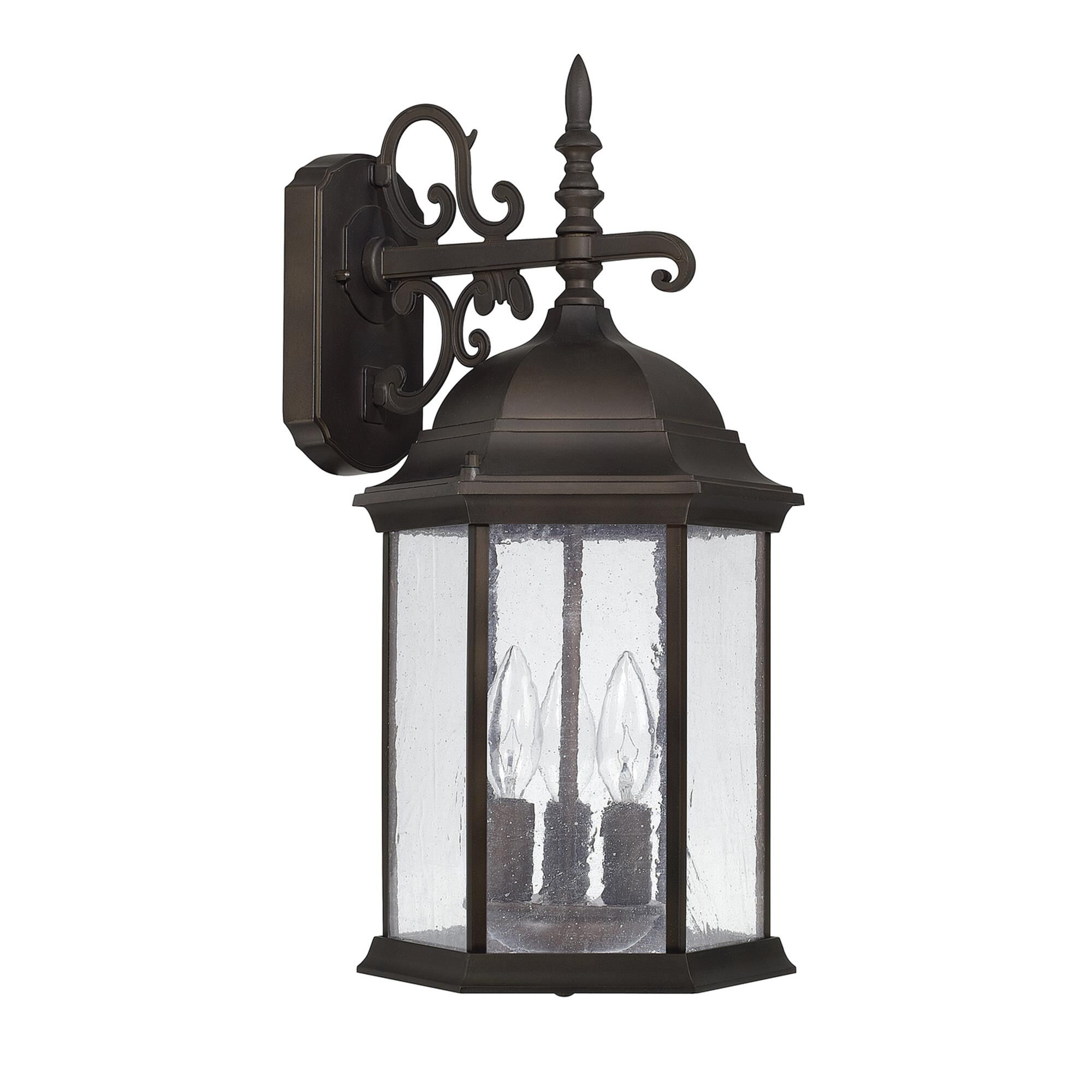 Shown in Old Bronze finish and Antique glass