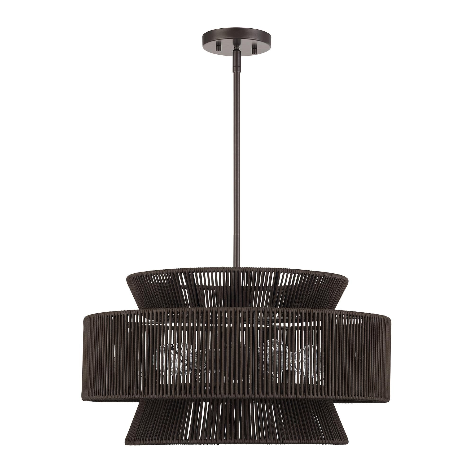 Shown in English Bronze finish and Hand-Woven Dark Chocolate Color Polyester Rope shade