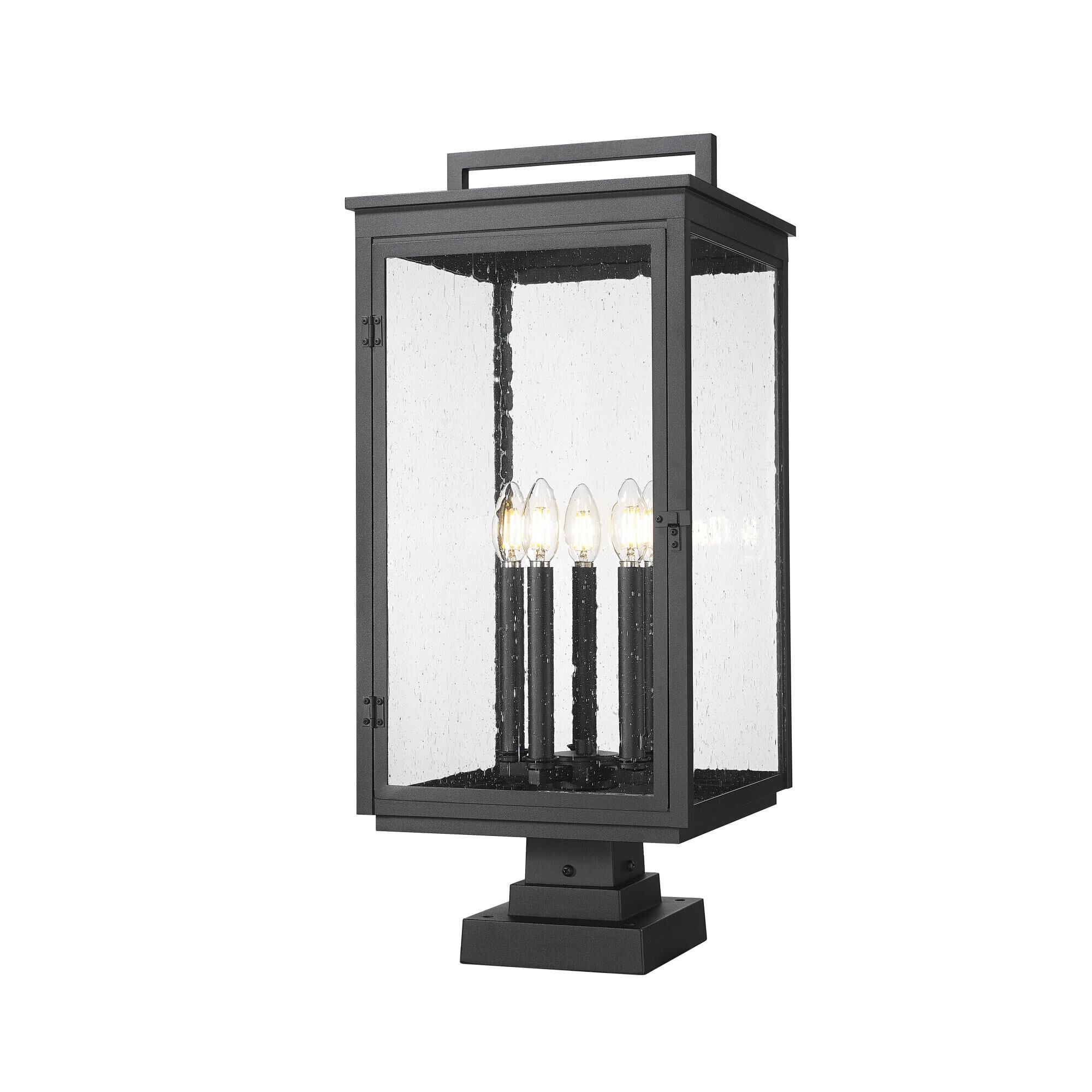 Shown in Sand Black finish and Clear Seedy glass and Clear Seedy shade