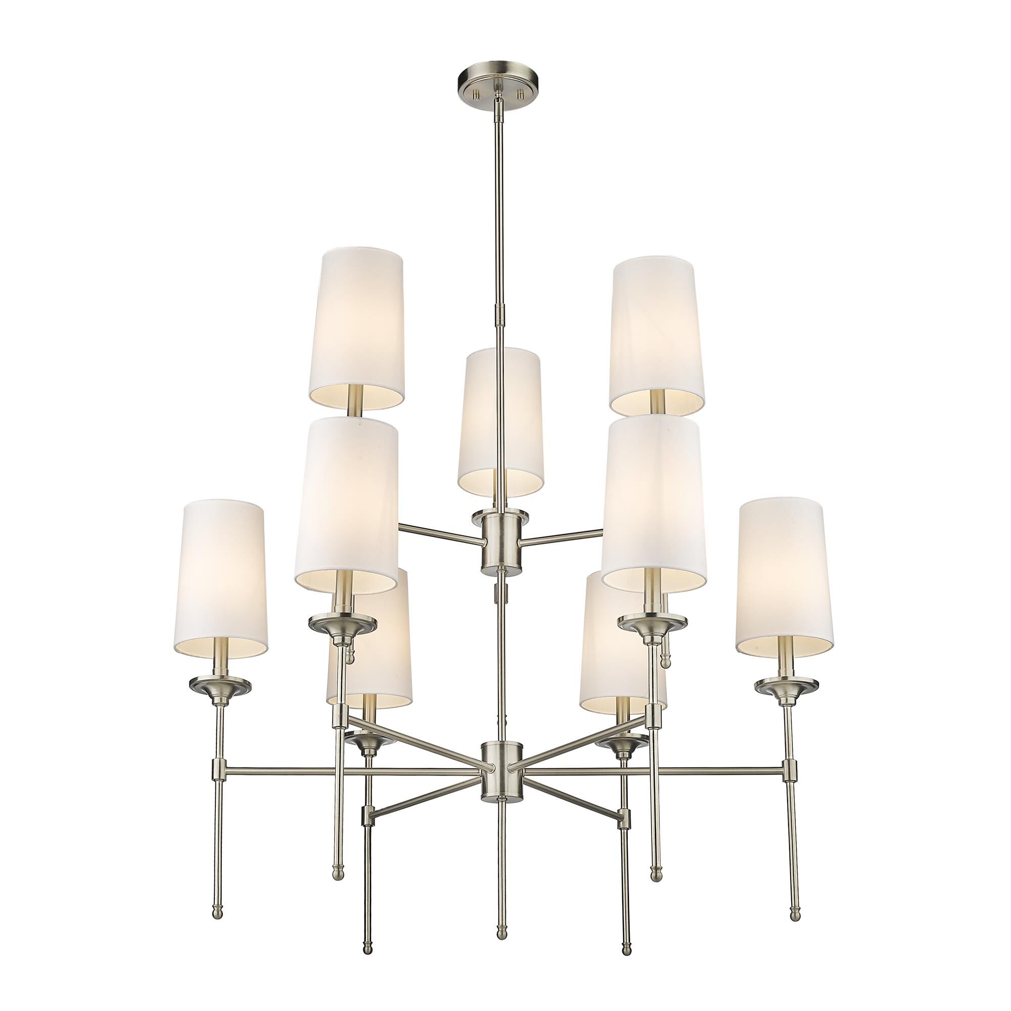 Shown in Brushed Nickel finish and Cloth Cover glass and Cloth Cover shade