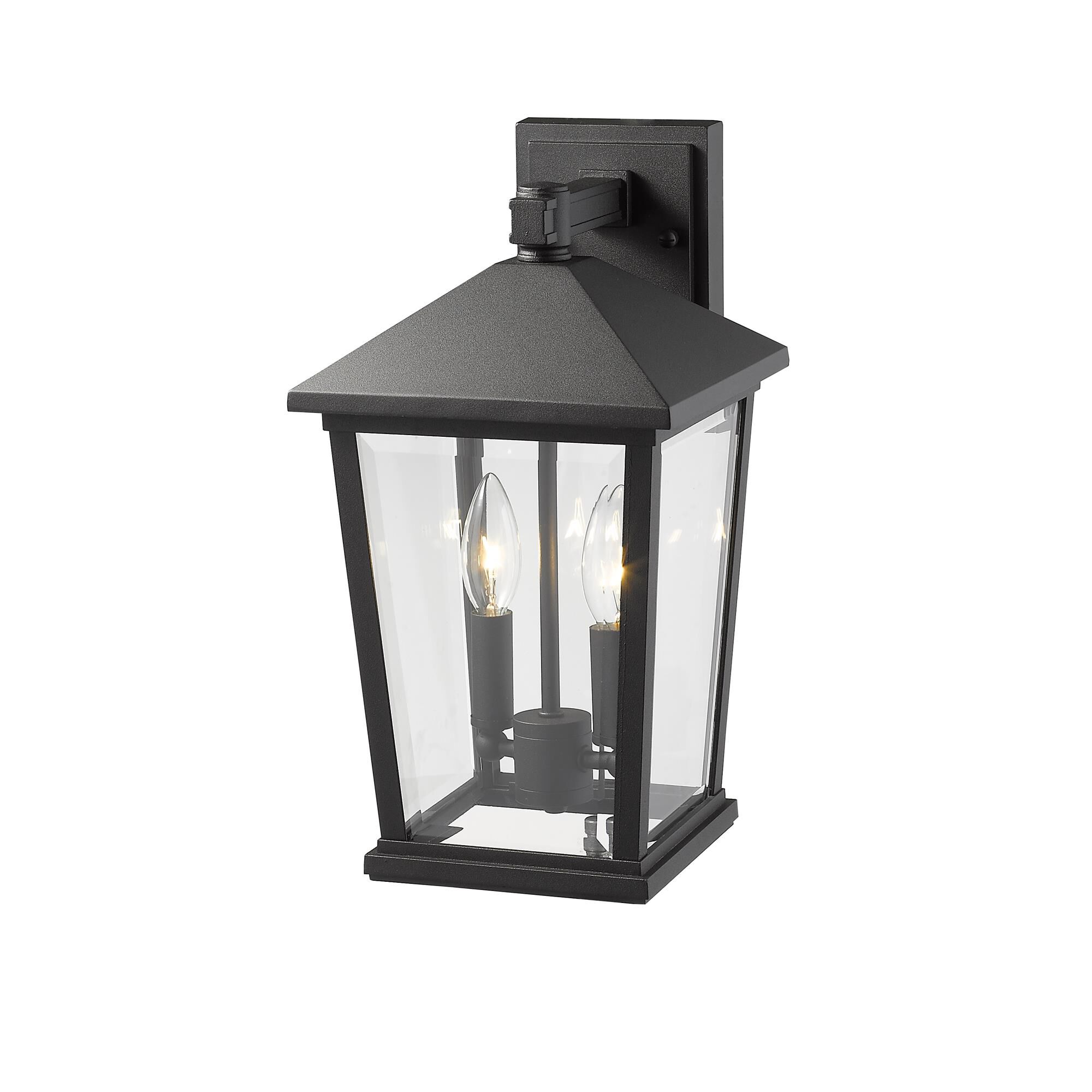 Shown in Black finish and Glass shade