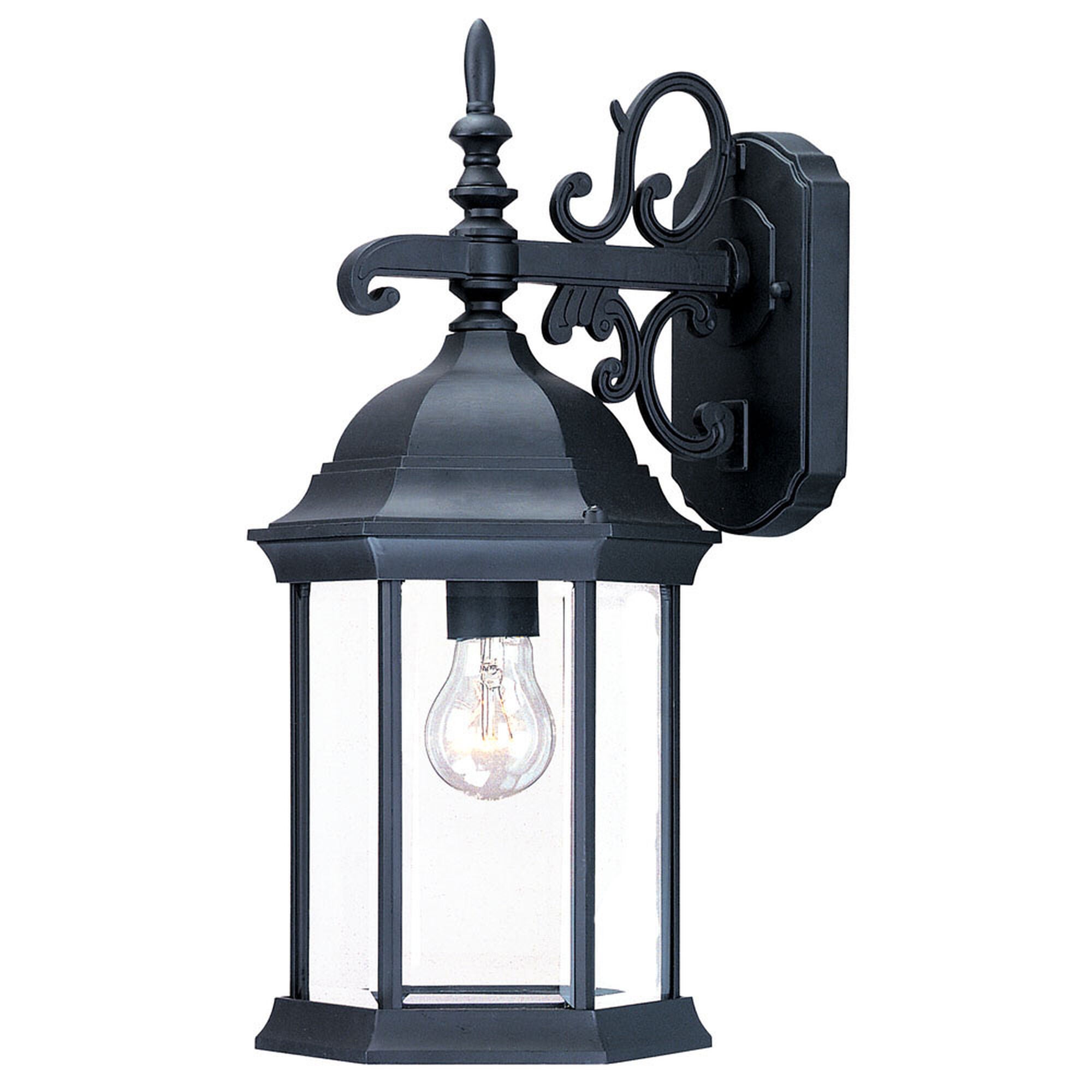 Shown in Matte Black finish and Clear glass and Clear Beveled Glass Panes shade