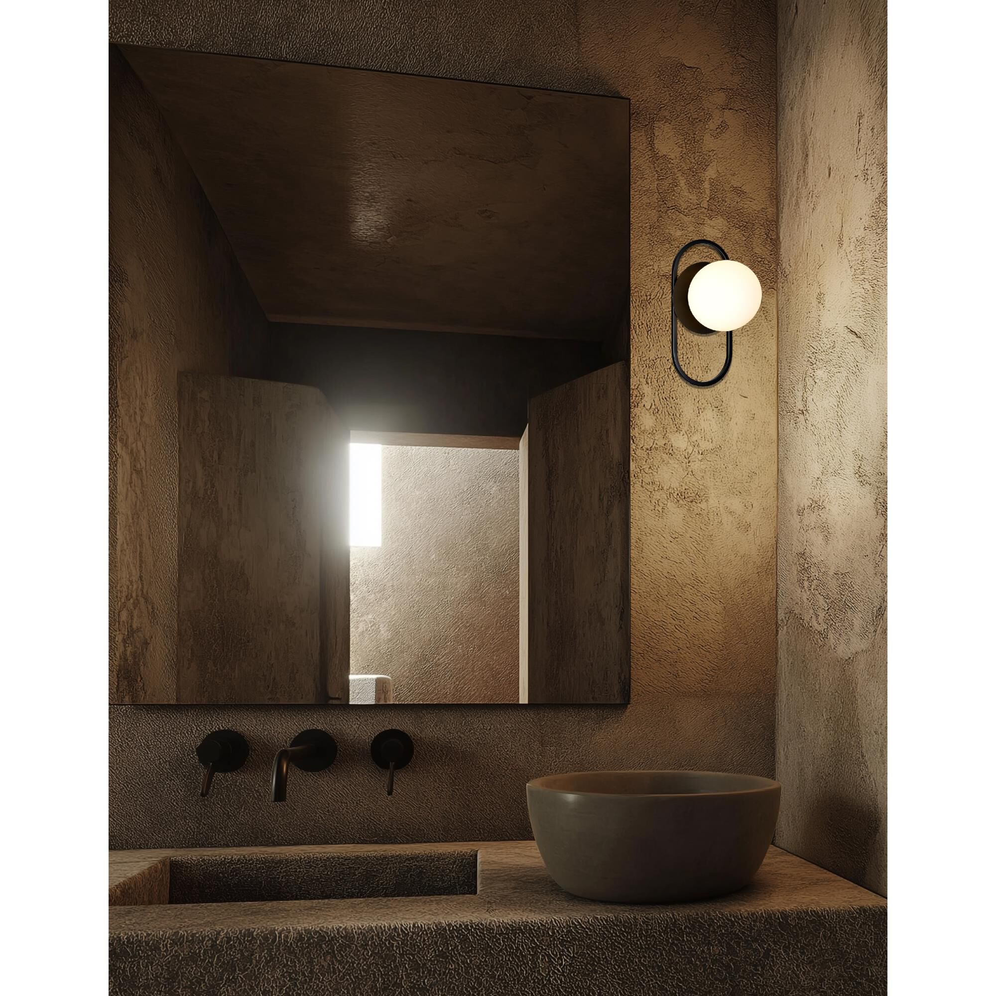 Shown in Matte Black finish and White glass