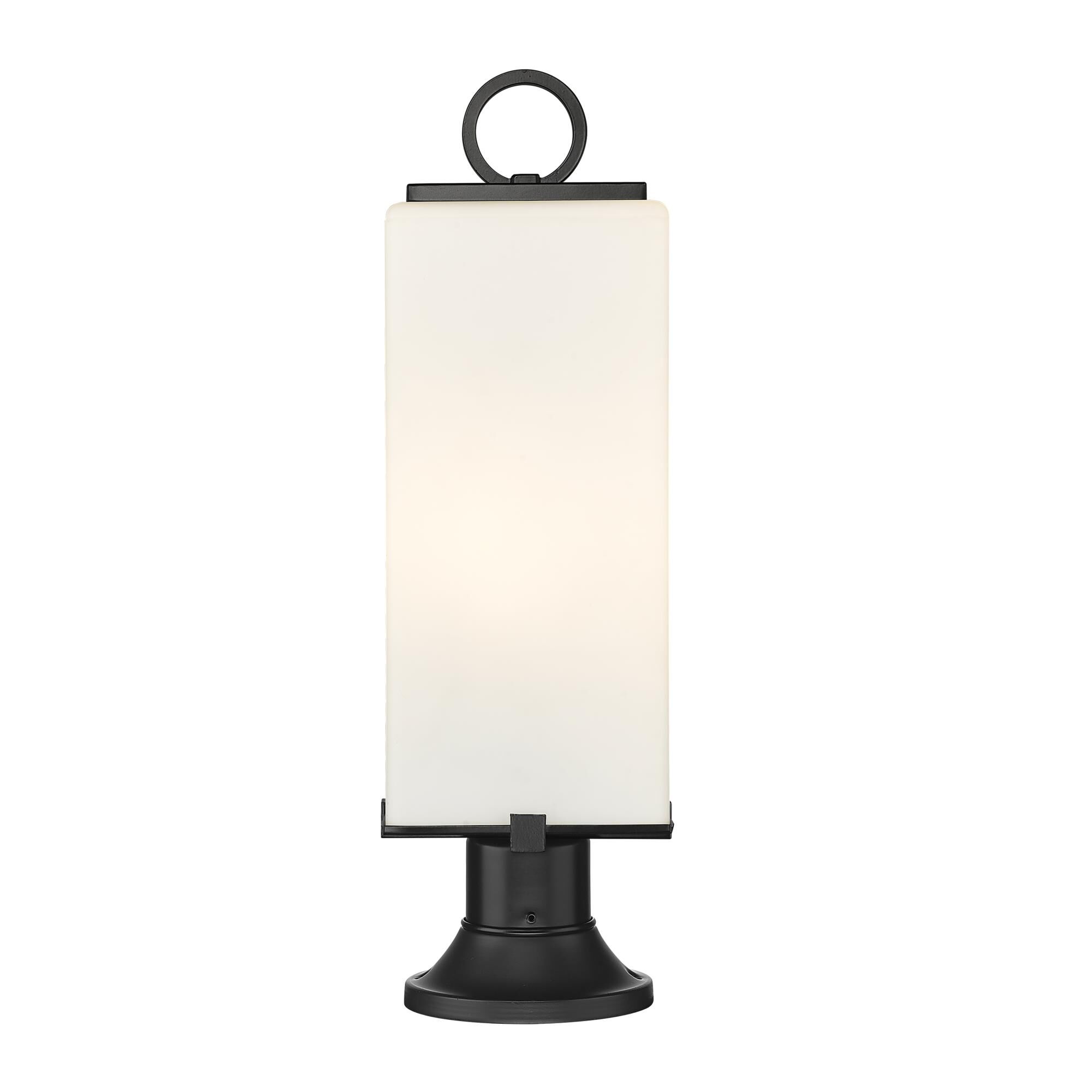 Shown in Black finish and Glass shade